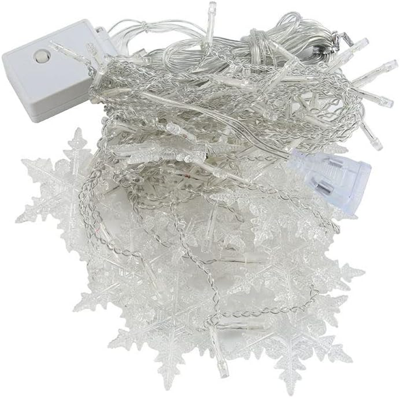 Star Curtain Lights Waterproof,13Ft/4M 96 LED Snowflake Curtain String Lights Plug-In Memory Window Curtain Lights with 8 Modes Decoration for Valentine'S Day, Wedding, Garden, Party Decor image number 2