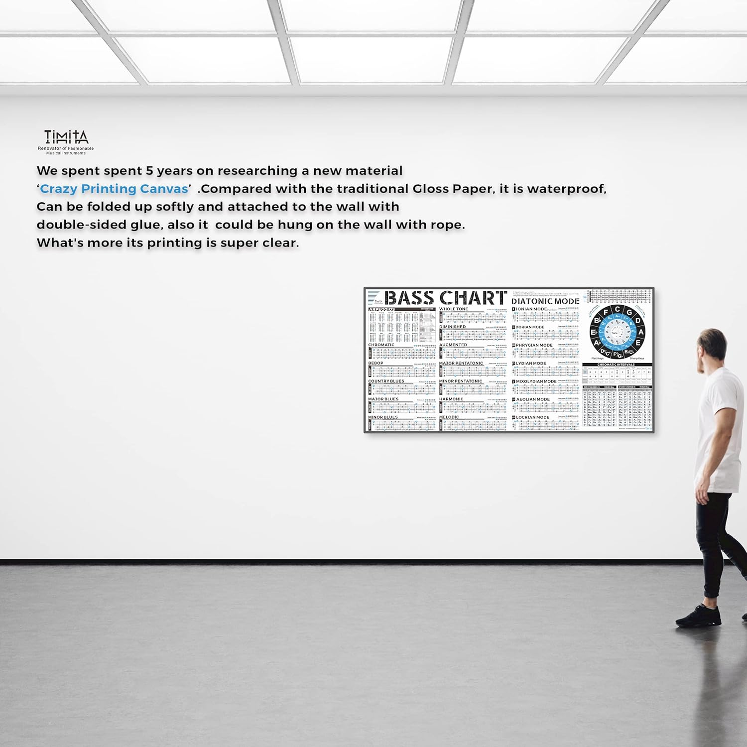 Bass Scales and Modes Chart Poster of Pentatonic Scales | Blues Scales | Harmonic Minor Scales | Melodic Minor Scales and Diatonic Mode Scales, Bass Guitar Wall Chart for Beginners Adult or Kid image number 6
