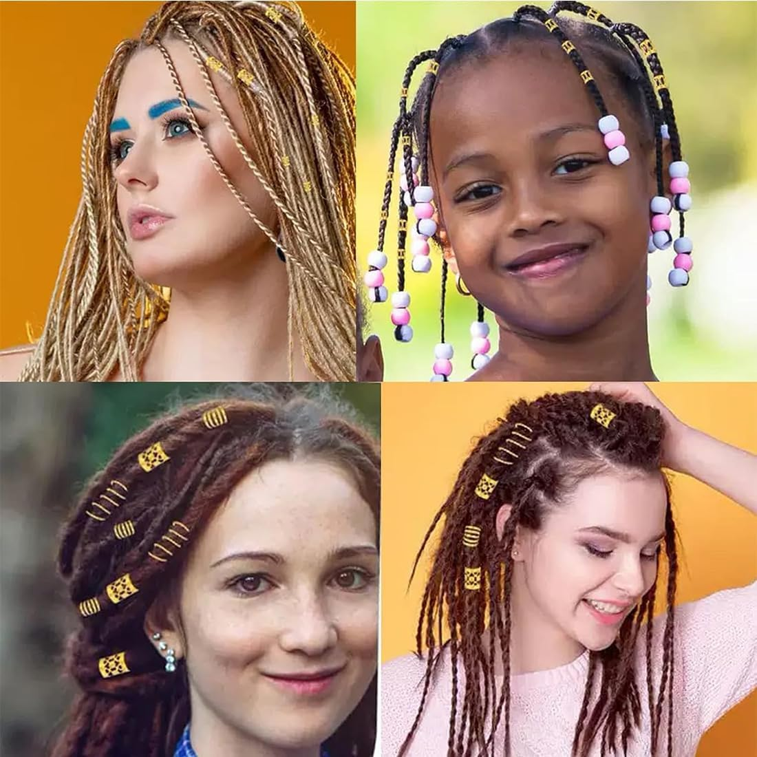 SULIUDAJI 100 Gold Hair Accessories for Braids, Loc Jewellery, Cuffs, Clips, Spirals, Dreadlocks - Men & Women image number 1