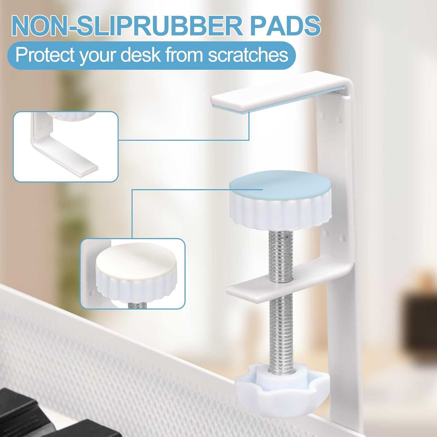 Ruaizel under Desk Cable Management Tray, 15.3'' No Drill Metal Desk Cable Organizers Wire Organizer & Cord Management under Desk Holder with Clamp for Home Office, White image number 3