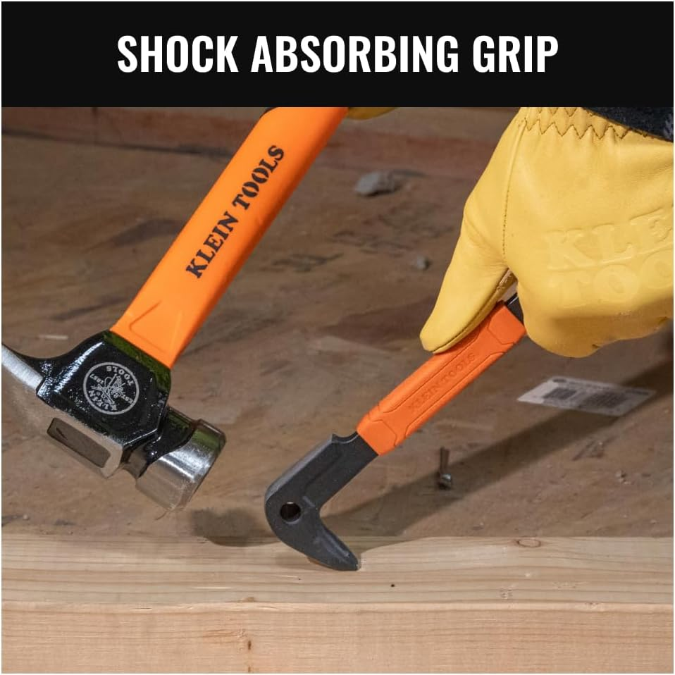 Klein Tools 66091 Integrated Dimple Nail Extractor Heavy Duty Carbon Steel Bar for Cats 8"