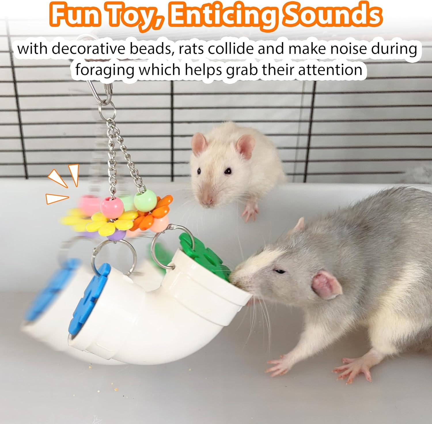 Jevnd Rat Enrichment Toys, Wide Opening Rat Foraging Toy for Various Treats, Slow Feeder Hanging Fancy Mice Cage Accessories Puzzle Toy More Healthy, Easy-Clean Rodent Toys for Rats, Mice or Parakeets image number 3