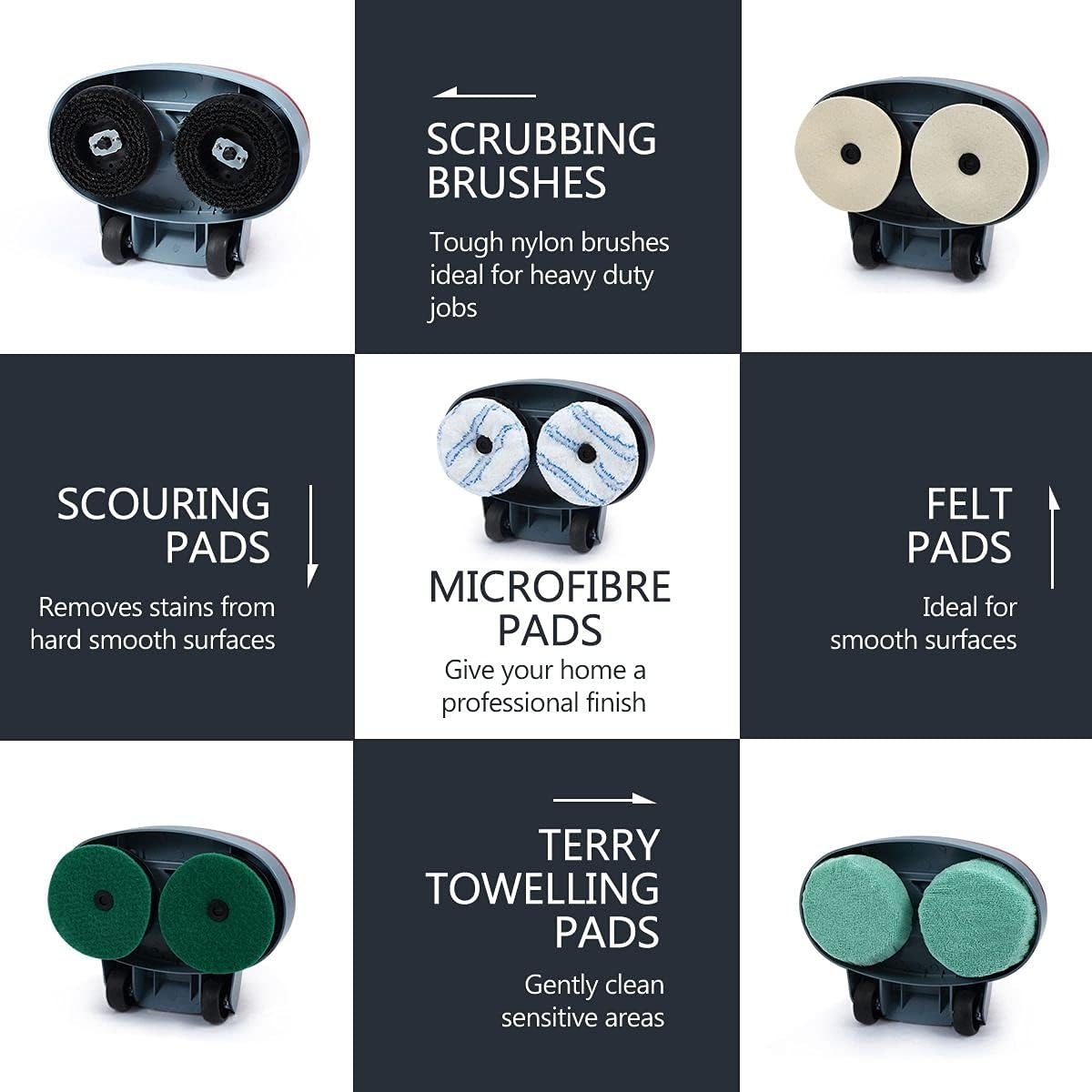 AUSWAY 5In1 Electric Floor Polisher Timber Tile Cleaning Wax Scrubber Buffer Cleaner for Tiled Hardwood Stone Concrete Flooring image number 3