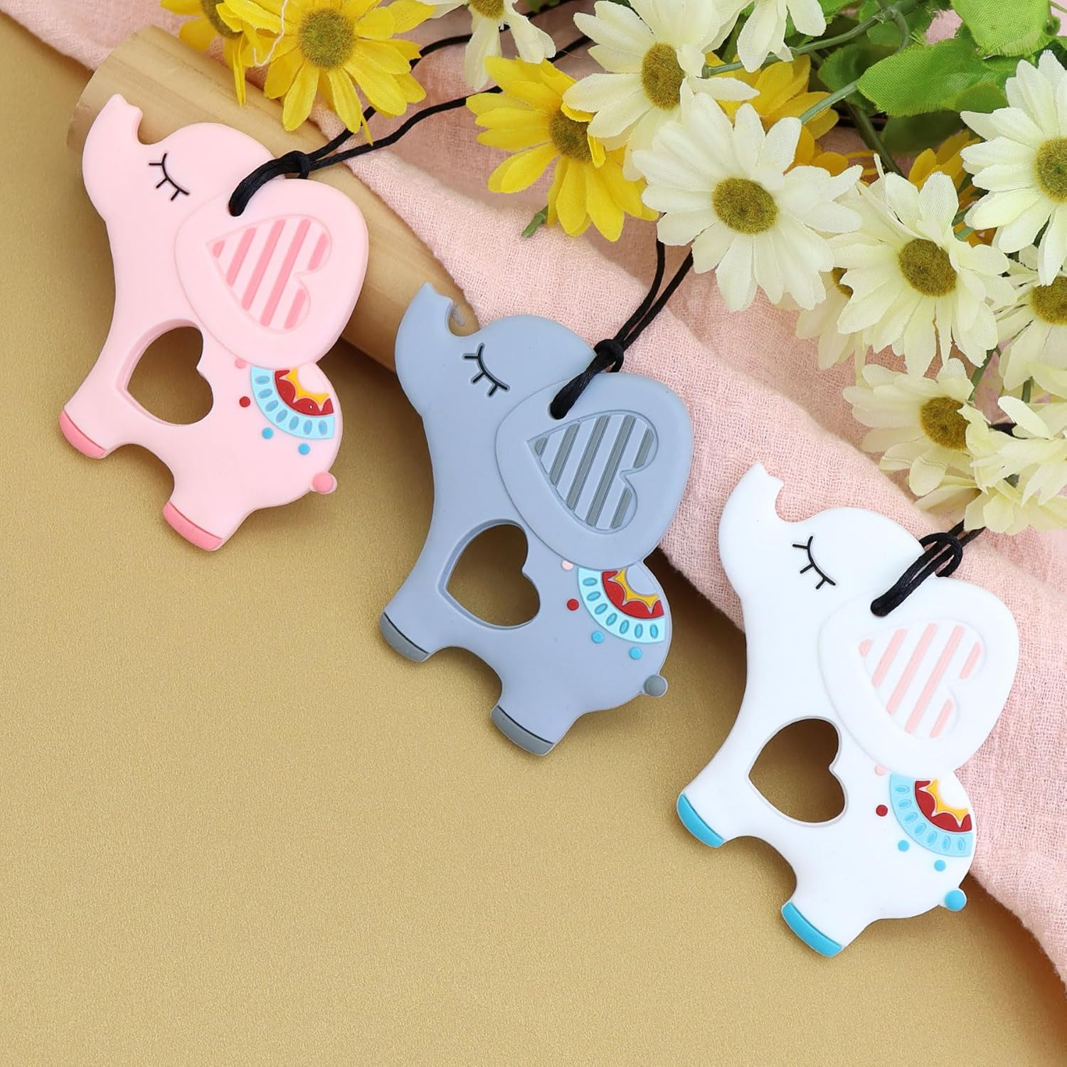 Panny & Mody Australian Local Manufacturer Sensory Chew Necklace, Silicone Elephant Pendant Teether Toy for Boy Girl Kids - Grey image number 7