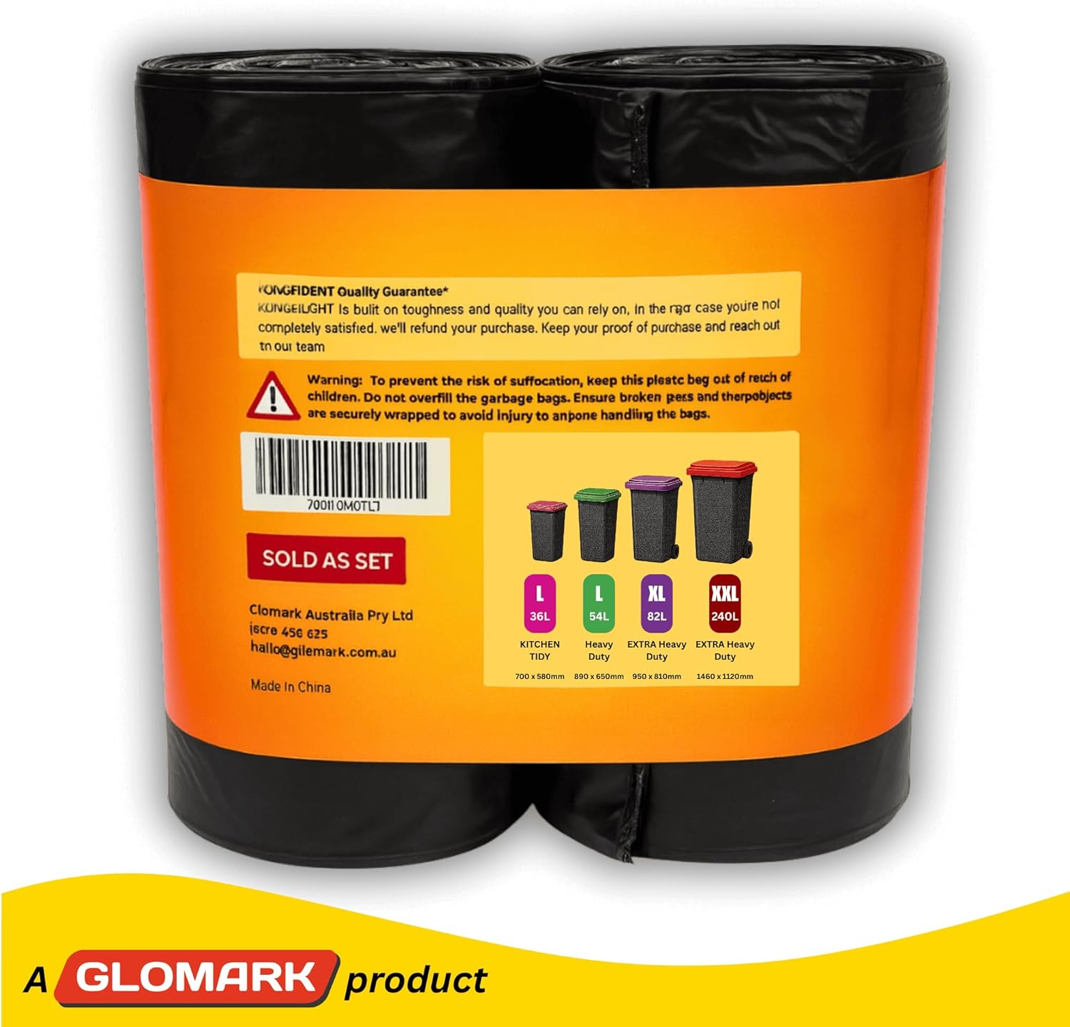 82L Extra Heavy Duty Garbage Bags, 100 Bags Value Pack, Extra Strong Multipurpose Rubbish Bags, XL Size Fits 82L Trash Bin image number 1