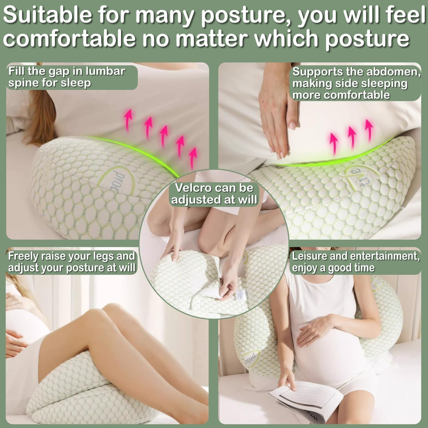 Pregnancy Sleep Pillow G-Shape Maternity Full Body Pillow Back, Tummy, Legs, Buttocks Full Body Support Maternity Sleep Pillow Removable Coat image number 1