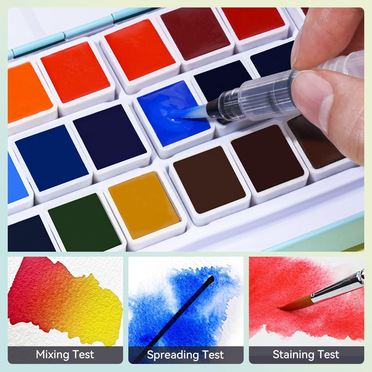 Meiliang Watercolor Paint Set, 36 Vivid Colors in Pocket Box with Metal Ring and Watercolor Brush, Perfect for Students, Beginners and More - 36 Colors image number 5