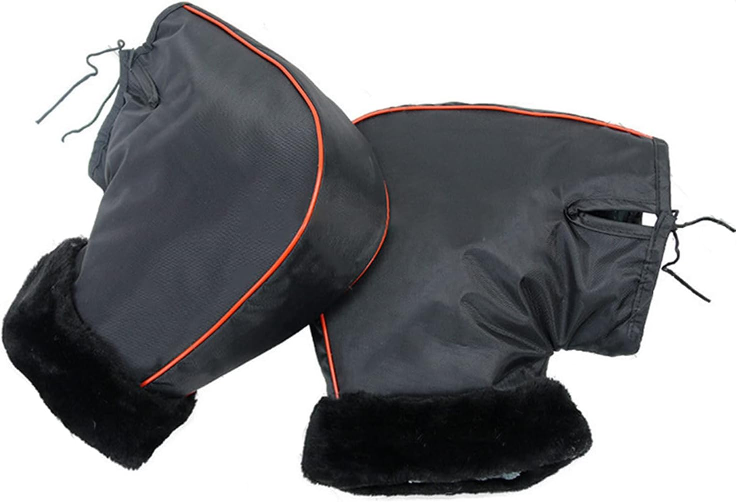 Motorcycle Handlebar Muffs Bike Gloves Windproof Winter Cycling Gloves Thicken Fleece Thermal Scooter Motorbike Handle Hand Warmer Outdoor Waterproof Motorbike Handlebar Mittens with Reflective Strip image number 5