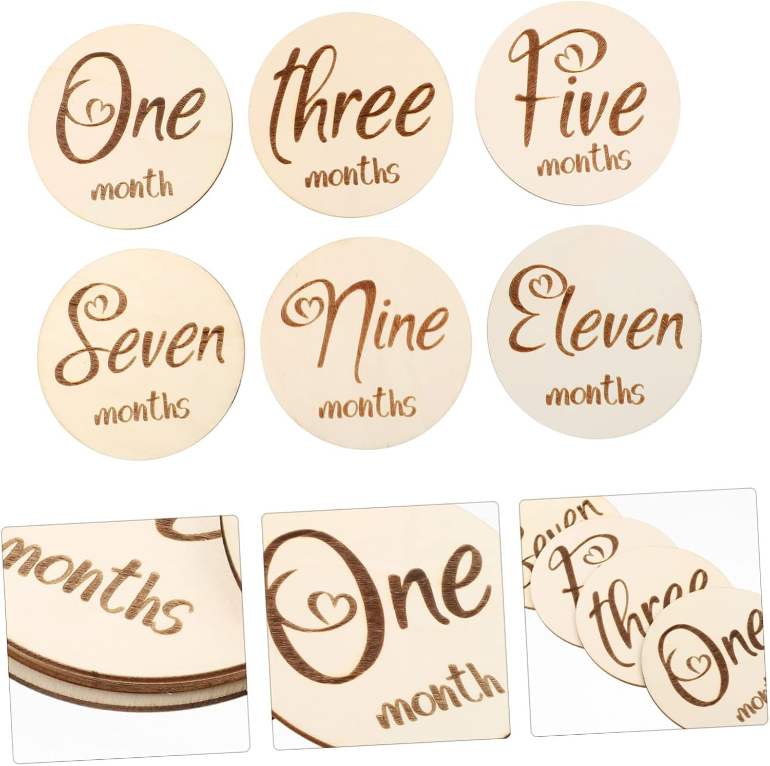 ERINGOGO 6Pcs Boy Girl Growth Milestone Cards Stylish Leaf Design High Contrast Inkless Print for Newborn Photo Sessions image number 1