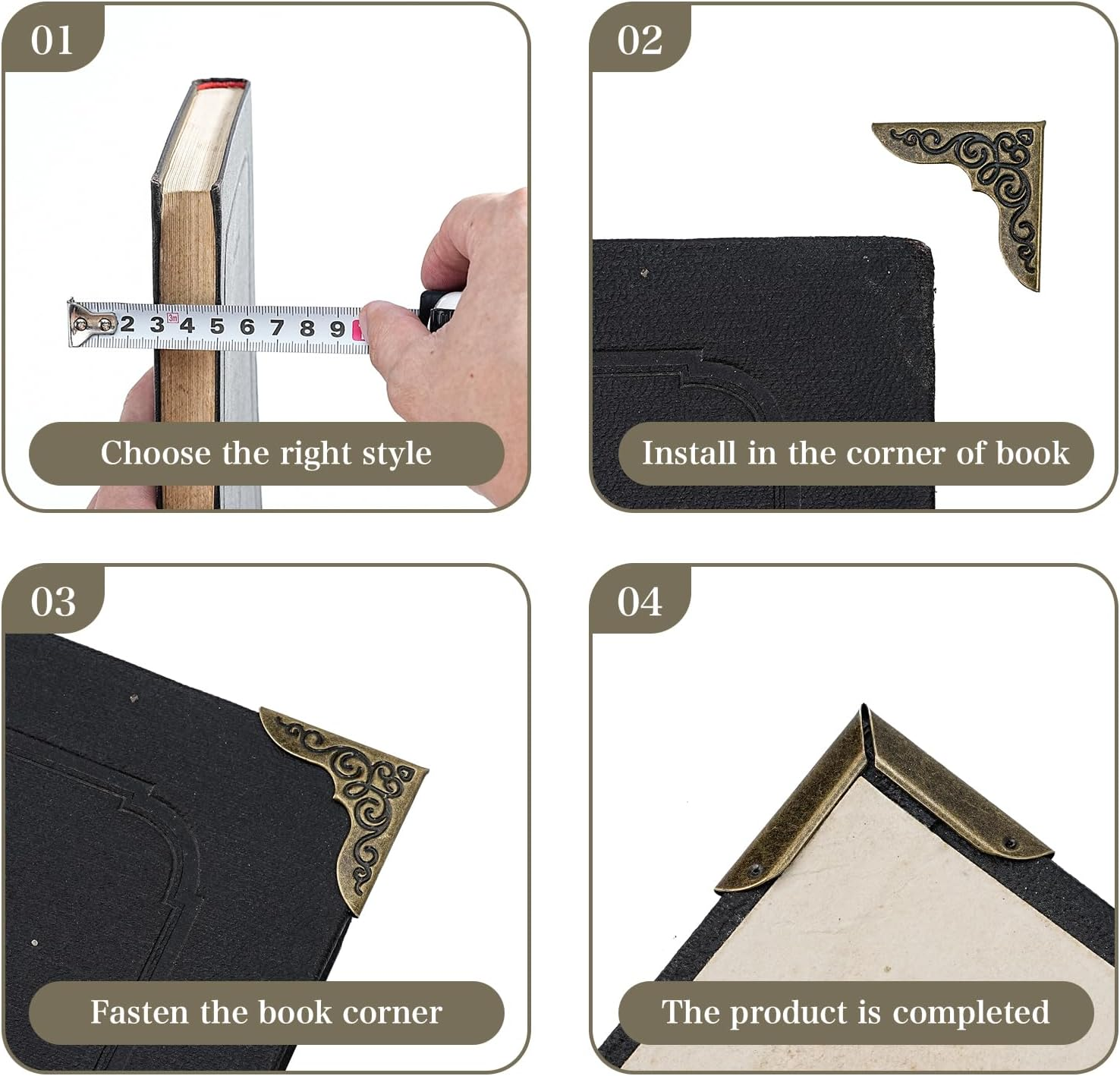 120 Pcs Metal Book Corner Protector Vintage Photo Corners, Iron Guard Cover Book Scrapbooking Corner Protector, Triangle Photo Corners for Scrapbooks Photo Albums Folder Stamp Books image number 5