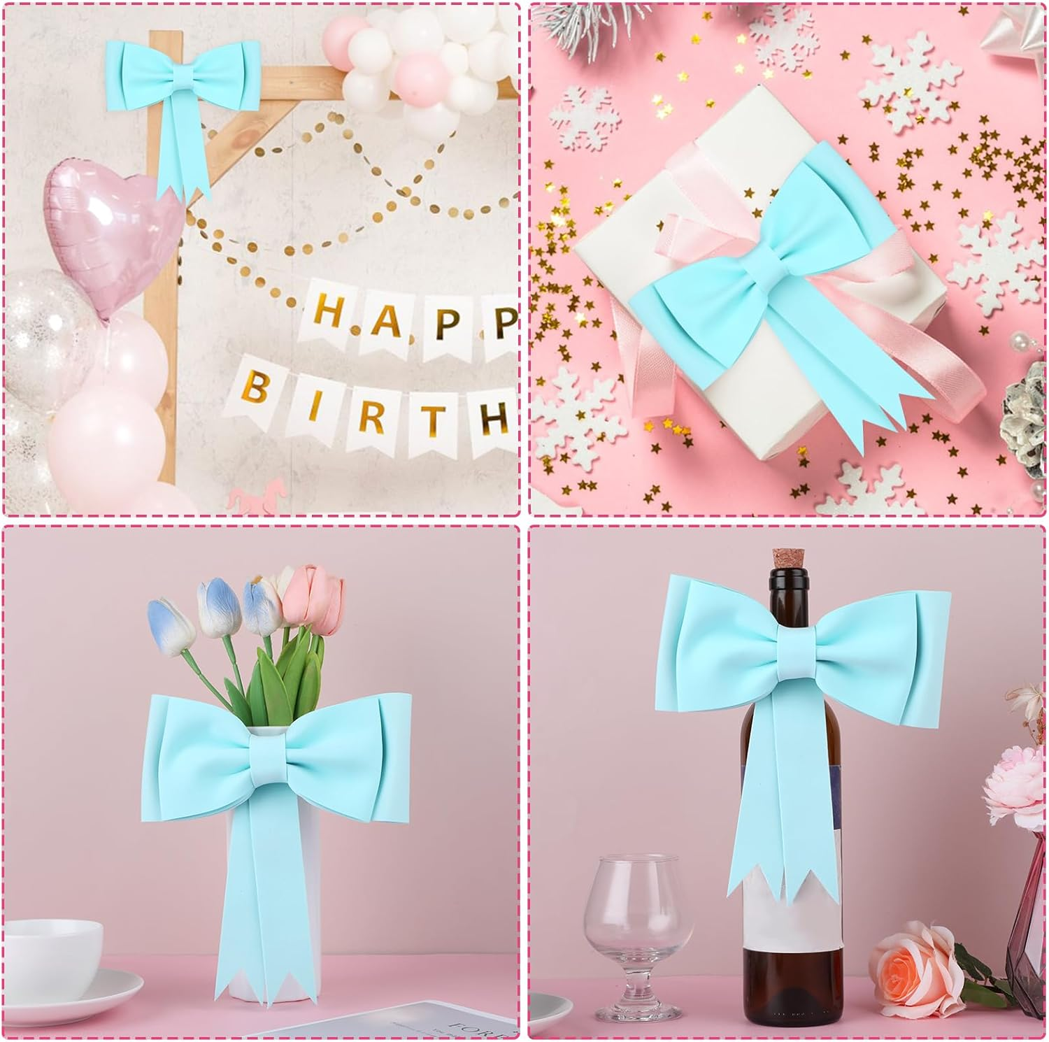 Bow Cake Topper, Oversized Blue Bow Birthday Cake Toppers Bow Cake Decoration Princess Cake Topper Wedding Cake Toppers Cake Decorating Kit for Girl Birthday Wedding Party Cake Decorations Supplies image number 1