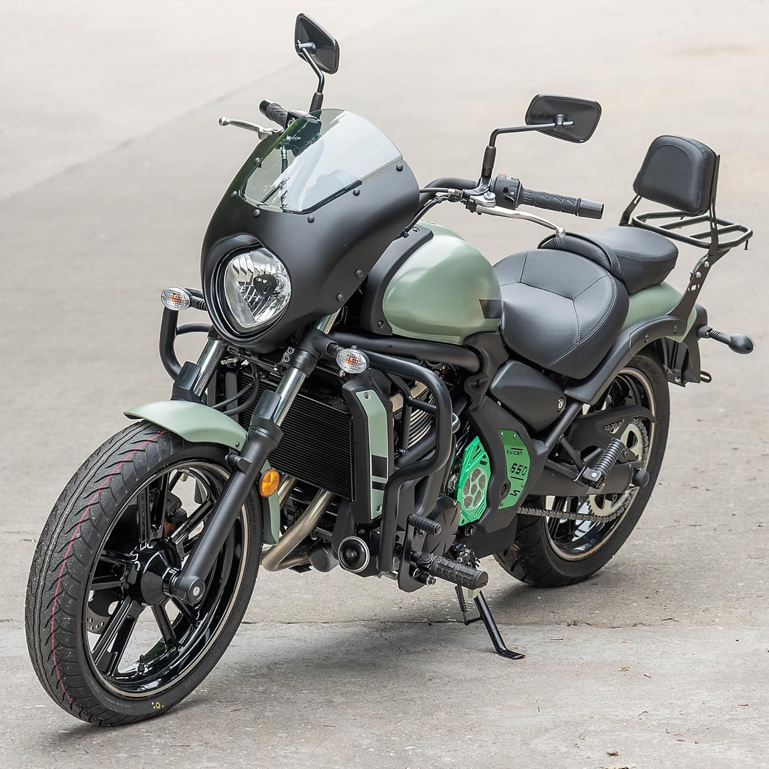 Lorababer Motorcycle Detachable Backrest Luggage Rack Black Sissy Bar Rear Passenger Backrest Cushion Pad for K-Awasaki Vulcan S 650 VN650 EN650 2015 2016 2017 2018 2019 2020 2021 2022 image number 6