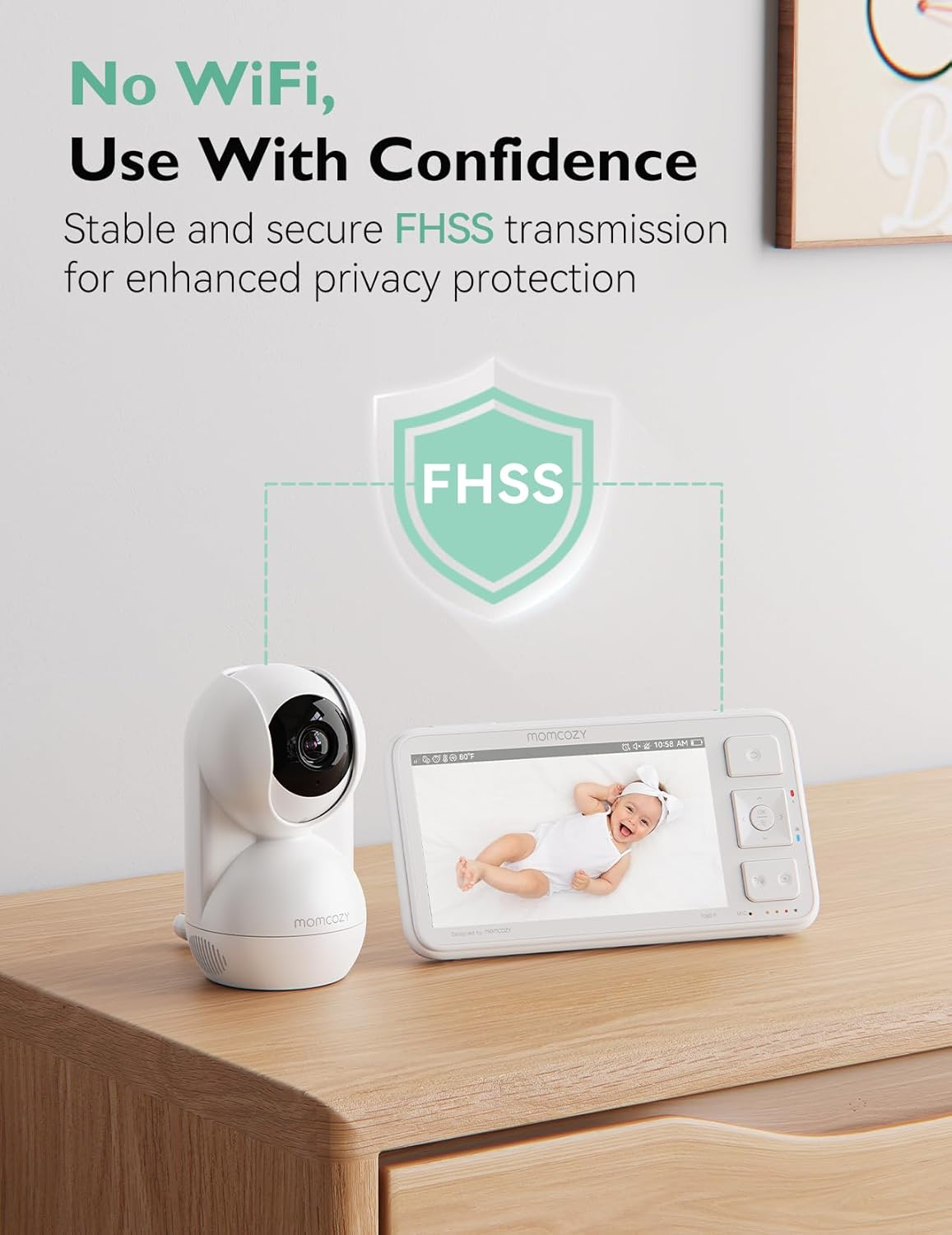 Momcozy Video Baby Monitor, 5.5&rdquo; 1080P Full HD Baby Monitor with Camera No Wifi, Infrared Night Vision, 5800Mah 120-Hrs Battery, ECO, VOX, 2-Way Audio, 1640Ft Range, Record and Rewind Locally, BM03