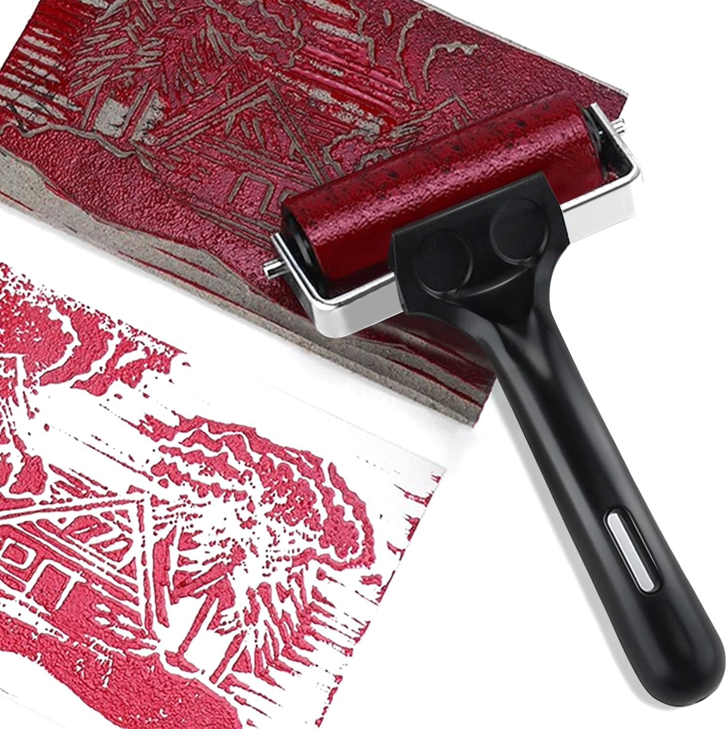 4 Inch Rubber Roller Brayer Rollers for Crafting, Hard Rubber Rollers for Printmaking, Printing, Gluing and Stamping Tools (Original Version, Black) image number 5