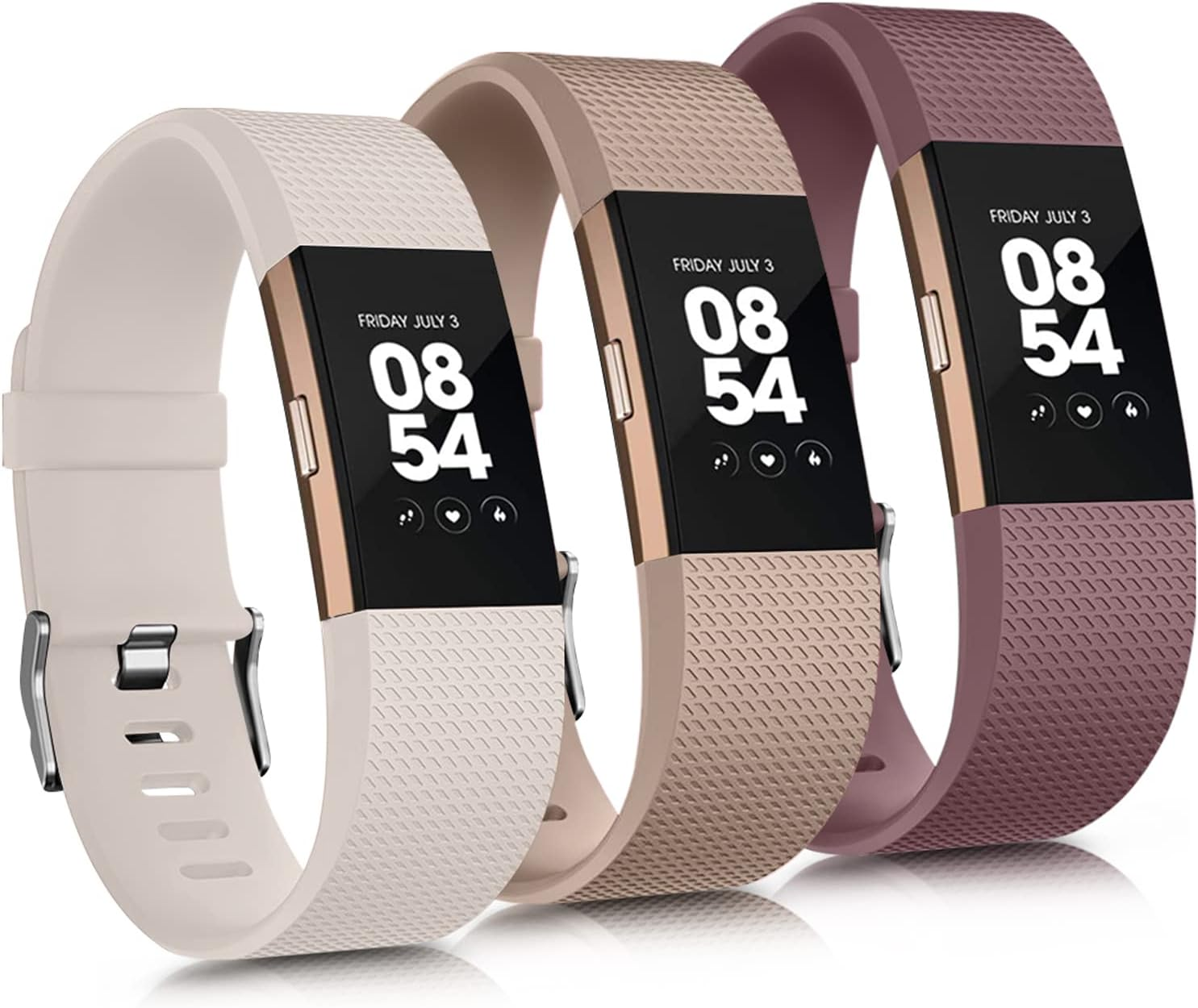 [3 Pack]Sport Bands for Fitbit Charge 2 Bands Women/Men, Soft Classic TPU Adjustable Comfortable Replacement Wristbands Straps for Fitbit Charge 2