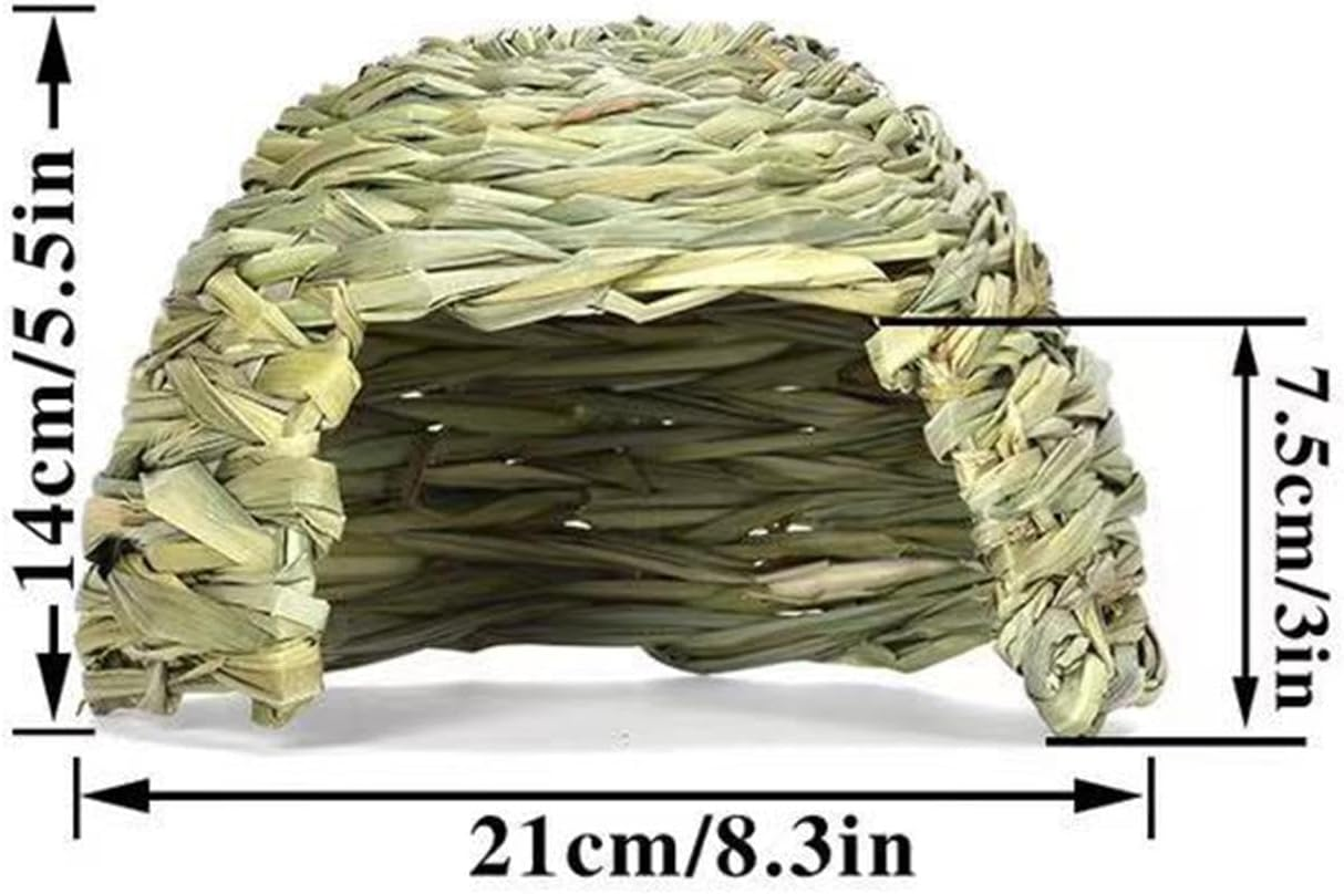 Foldable Grass Woven Animal Hut - Beds Guinea Pigs Hideouts, Grass House for Rabbits | Small Bunny House Hideaway, Hay Bed Playhouse for Chinchillas, Guinea, Hamsters, (Small, Medium, Large) image number 3