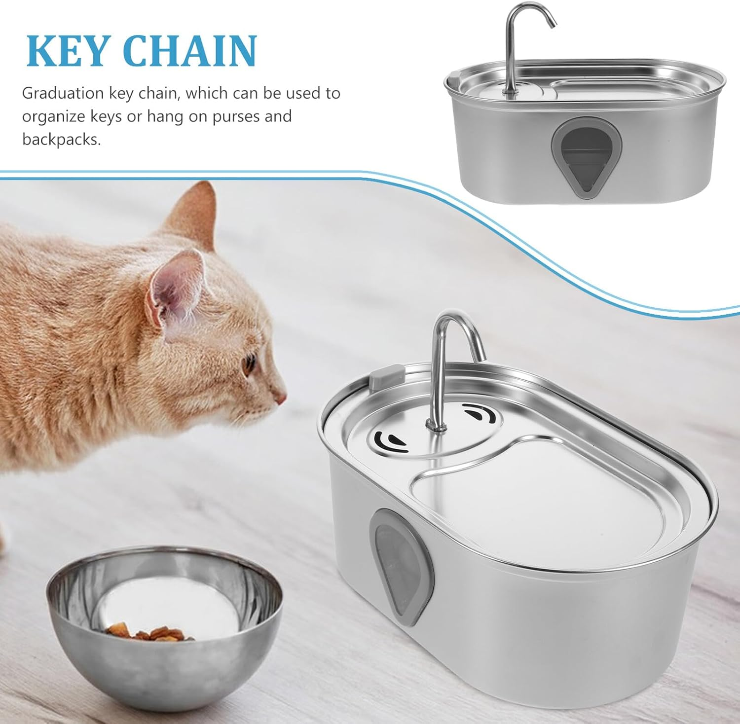 PENIKOKO Stainless Steel Cat Water Fountain Automatic Pet Dispenser Quiet USB Rechargeable Waterer with Innovative Spray for Cats Dogs and Small Pets image number 1