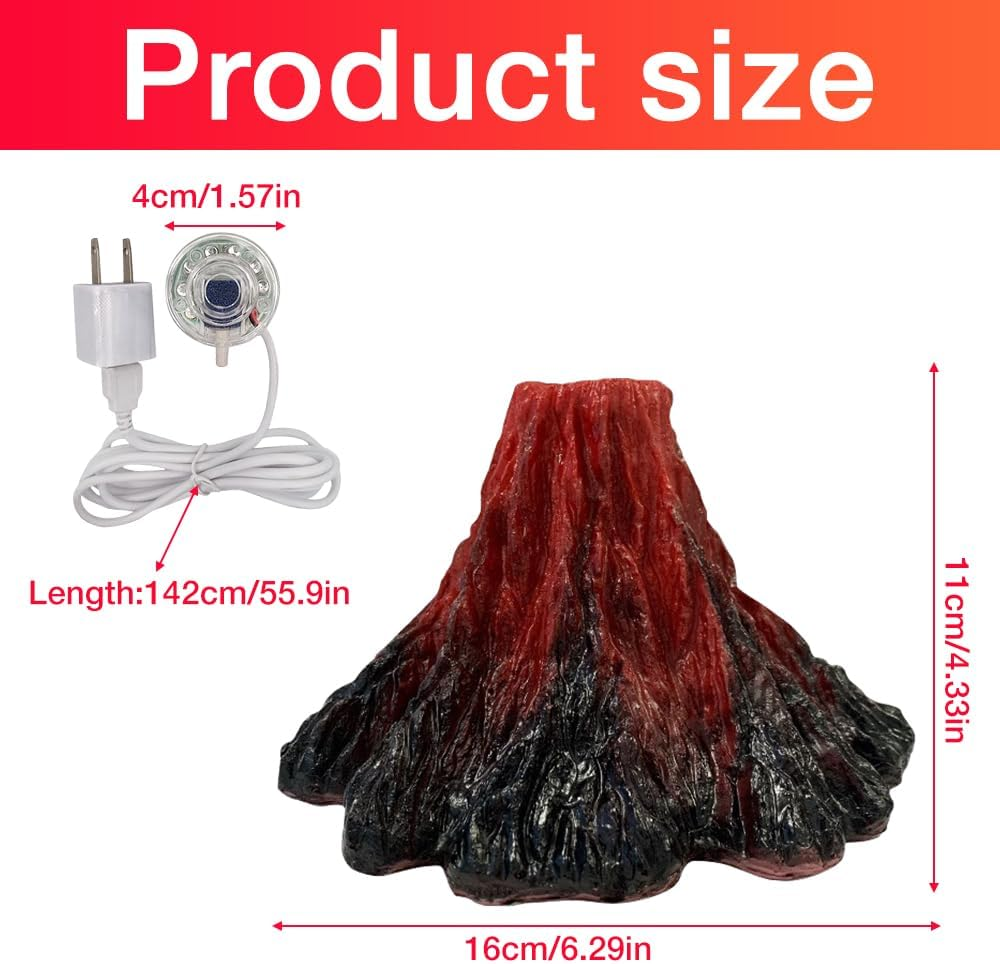 HIULLEN Aquarium Decoration Set, Fish Tank with Colourful LED Lights, Volcano Shape Air Bubble Stone, Bubbler Accessories image number 4