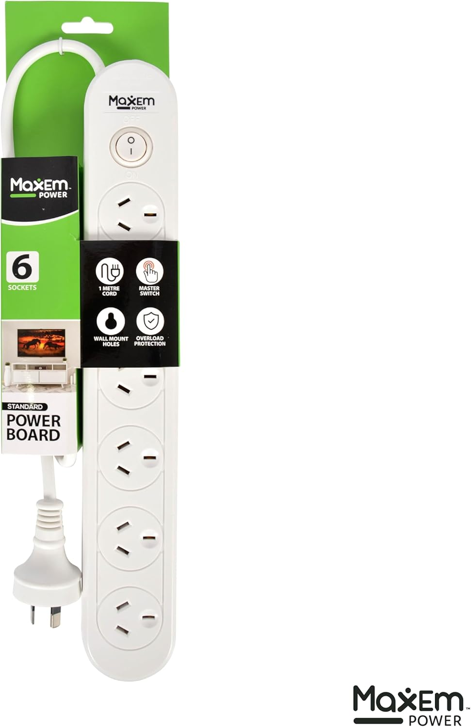 Maxem Power 6 Way Powerboard with 1 Switch image number 3