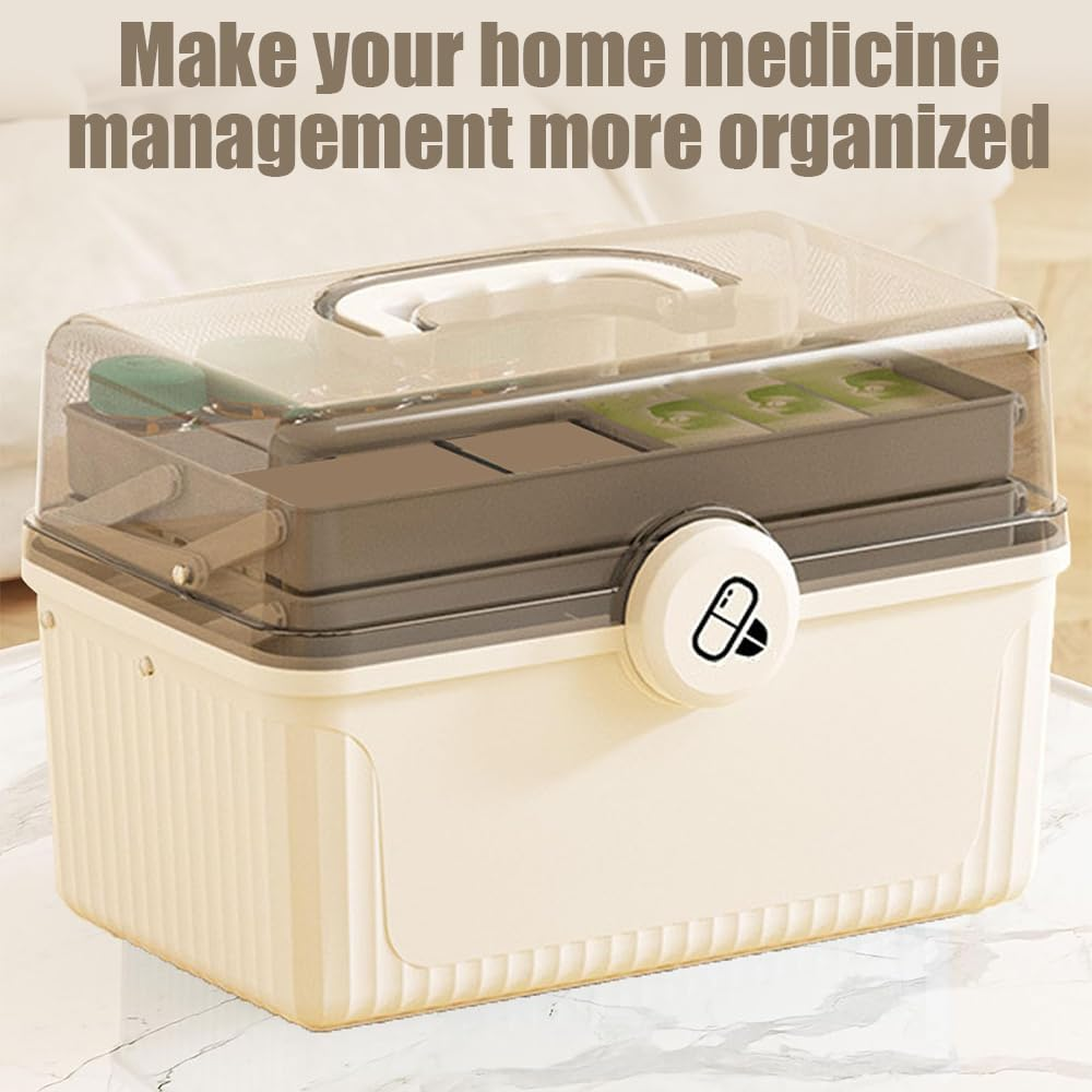 3-Layers Medicine Storage Box with Handle, Multi-Layer Storage Box, Portable Clear Medicine Container, Medicine Case Organizer, Storage Organizer for Bedroom Bathroom Office ﻿ image number 4