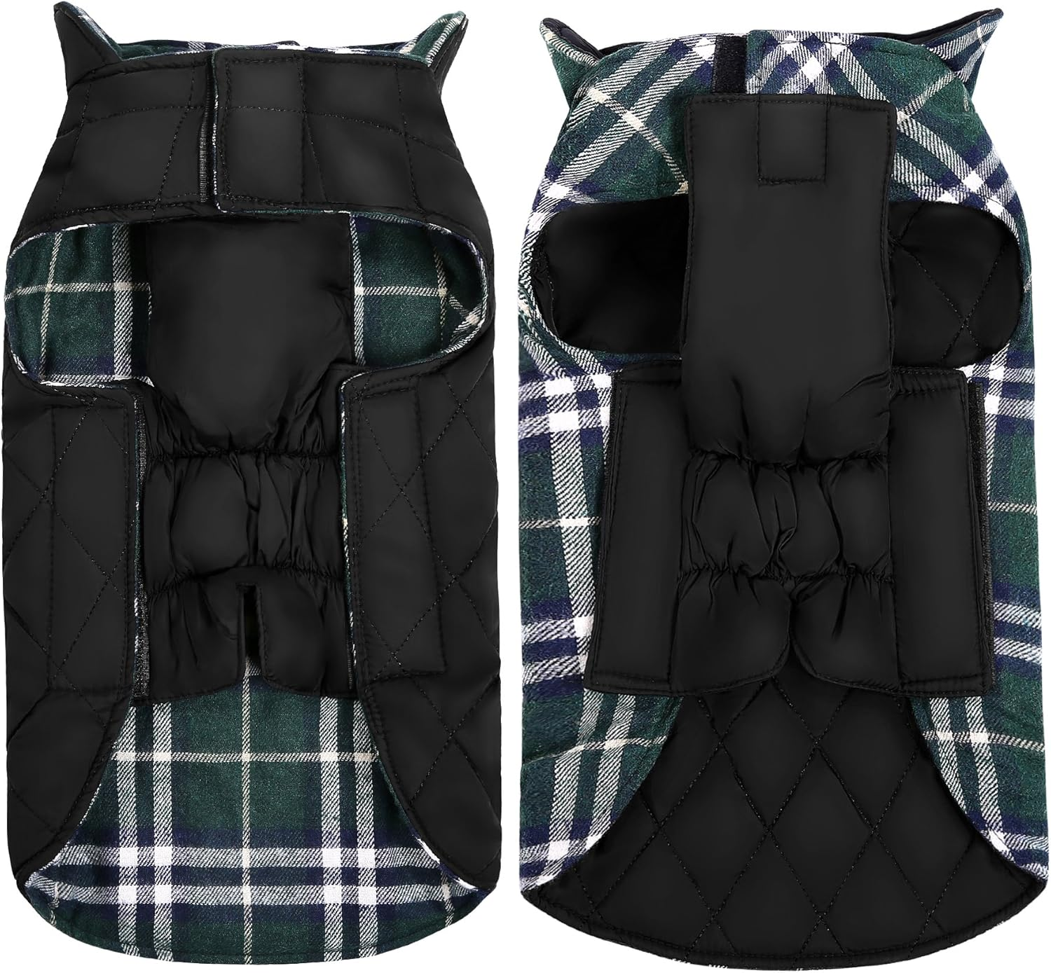 Albabara Dog Coat British Style Plaid Dog Winter Vest Cozy Waterproof Windproof Reversible Dog Jacket Pet Dog Cold Weather Clothes Warm Dog Apparel for Small Medium Large Dogs （XS - 3XL image number 2