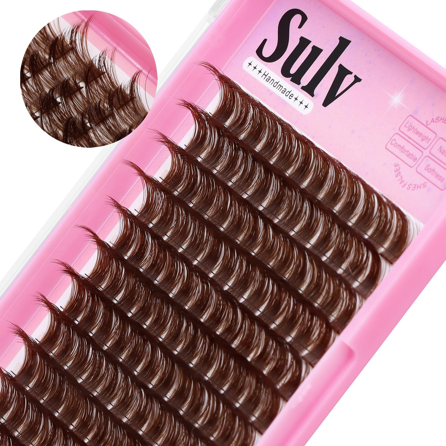 SULV Dark Brown DIY Lash Extension Cluster Volume Lash Clusters 144PCS D Curl 8-20Mm Mixed to Choose Individual Lashes Clusters Eyelash Extension Cluster (C#-Ws-Dark Brown-10-12-14-16Mm Mixed) image number 3