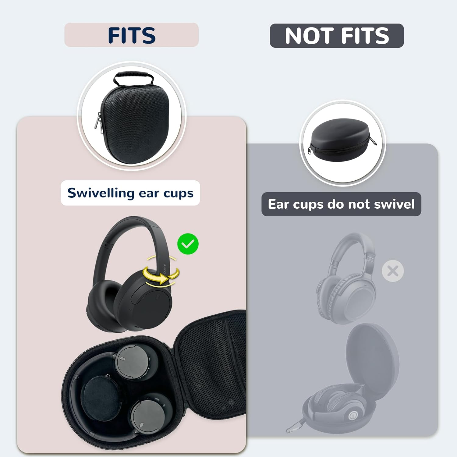 Hard Case for Sony WH-CH720N 710N 520 510, Bose Quietcomfort QC Ultra 45 35, JBL Tune Live 460NC 660NC Headphones, Universal Travel Storage Carrying Case with Mesh Pocket and Extra Small Case - Grey image number 2