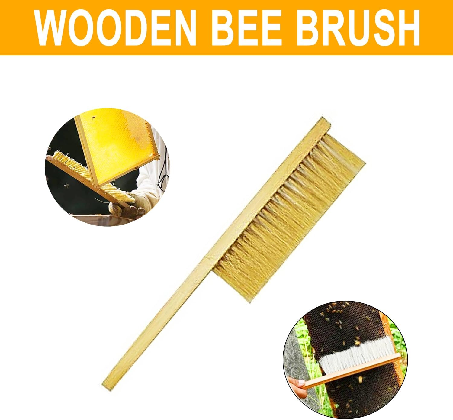 OZBEE 3Pcs Bee Hive Tools for Beekeepers, Stainless Steel J Hook Frame Lifter & Scraper, Bee Hive Frame Grip Holder Lifter, Beekeeping Brush with Wooden Handle, Flow Hive Beekeeping Accessories image number 4