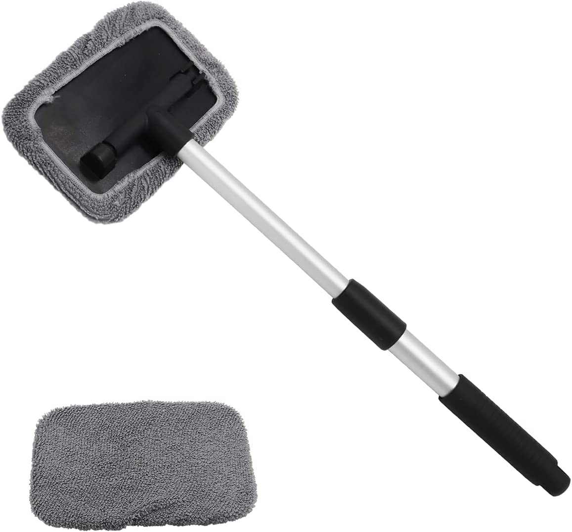 Windshield Cleaner Worthplanet Auto Glass Wiper Windshield Cleaning Tool with 2 Packs Washable Reusable Microfiber Covers and Extendable Handle W120046 image number 6