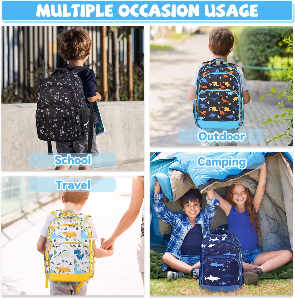 Kids Backpacks,Vaschy Large Water Resistant Backpack for Preschool/Primary/Elementary School Bookbag for Boys Girls with Reflective Tape image number 5