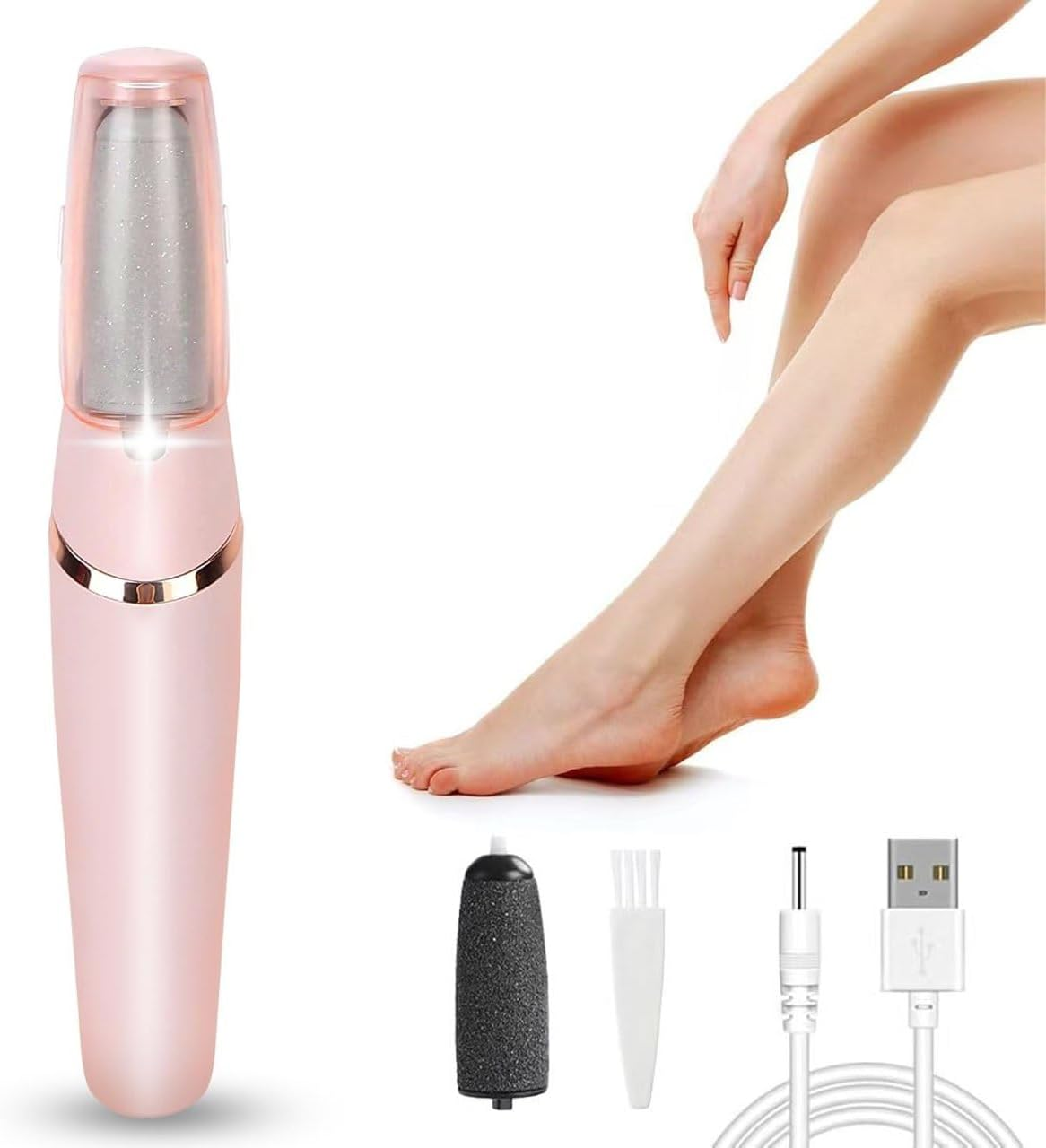 Trrtdo Electric Foot File Callus Remover for Feet - Rechargeable Electric Callus Shaver Foot Exfoliator Tool Pedicure Kit to Remove Dry Dead Skin Smoother Feet (Pink) image number 3