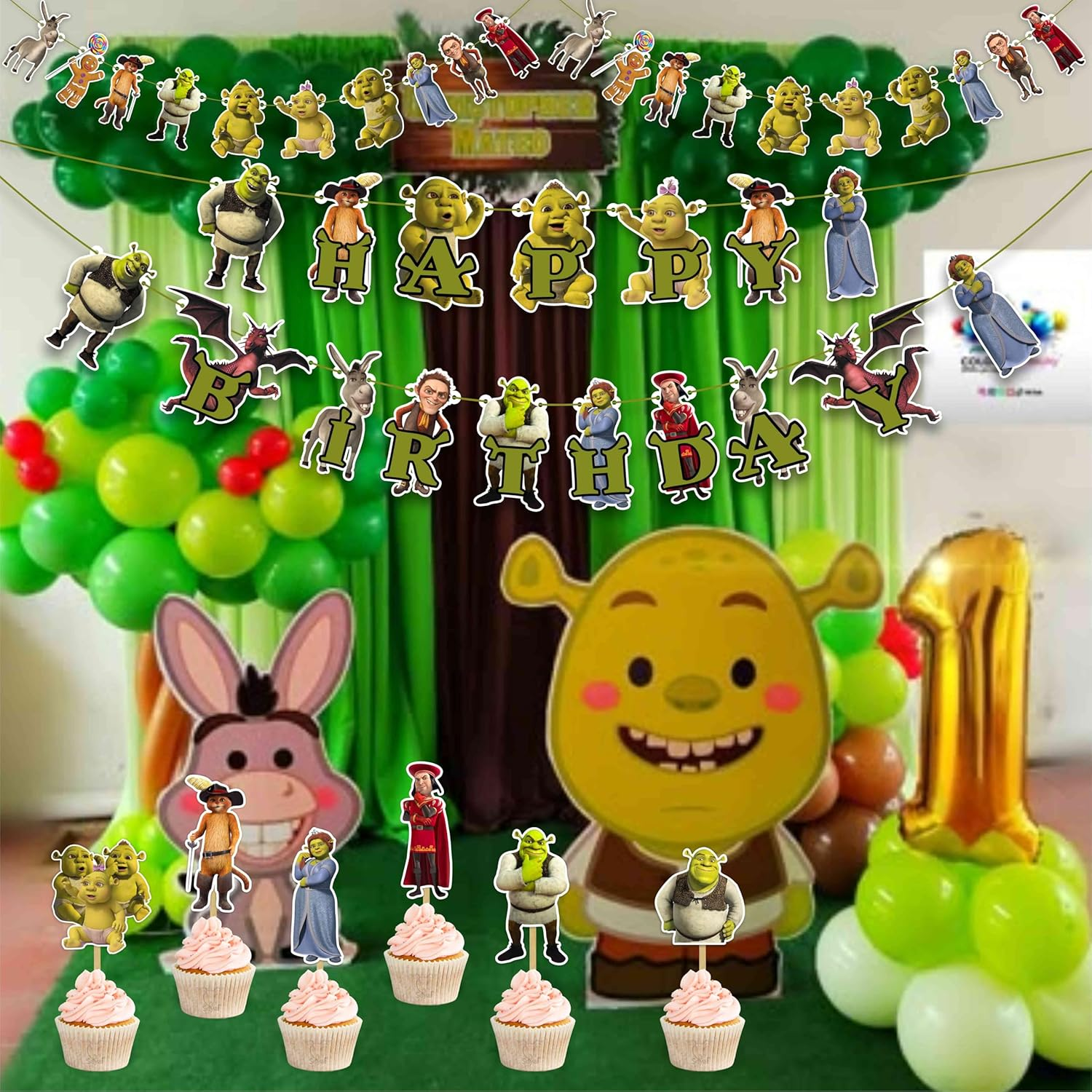 Shrk Theme Birthday Party Supplies &ndash; Fun Ocean & Shrk-Themed Decorations, Includes Plates, Banners, Balloons & More for Boys & Girls Parties