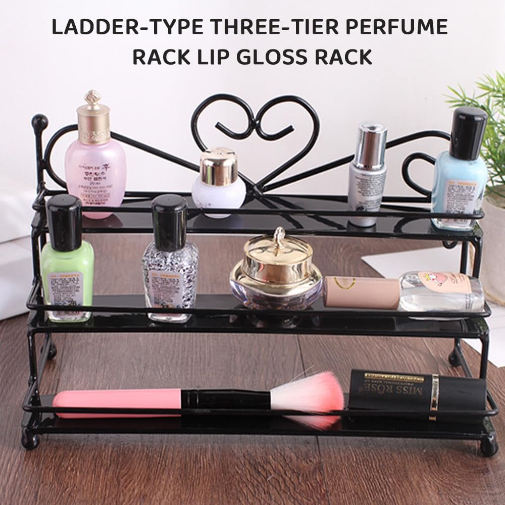 Nail Polish Wall Rack 3 Tiers Metal Nail Polish Organizer Shelf Rack Table Top Display Rack Stand, for Essential Oils, Lipsticks & Cosmetics, Salon or Home Use