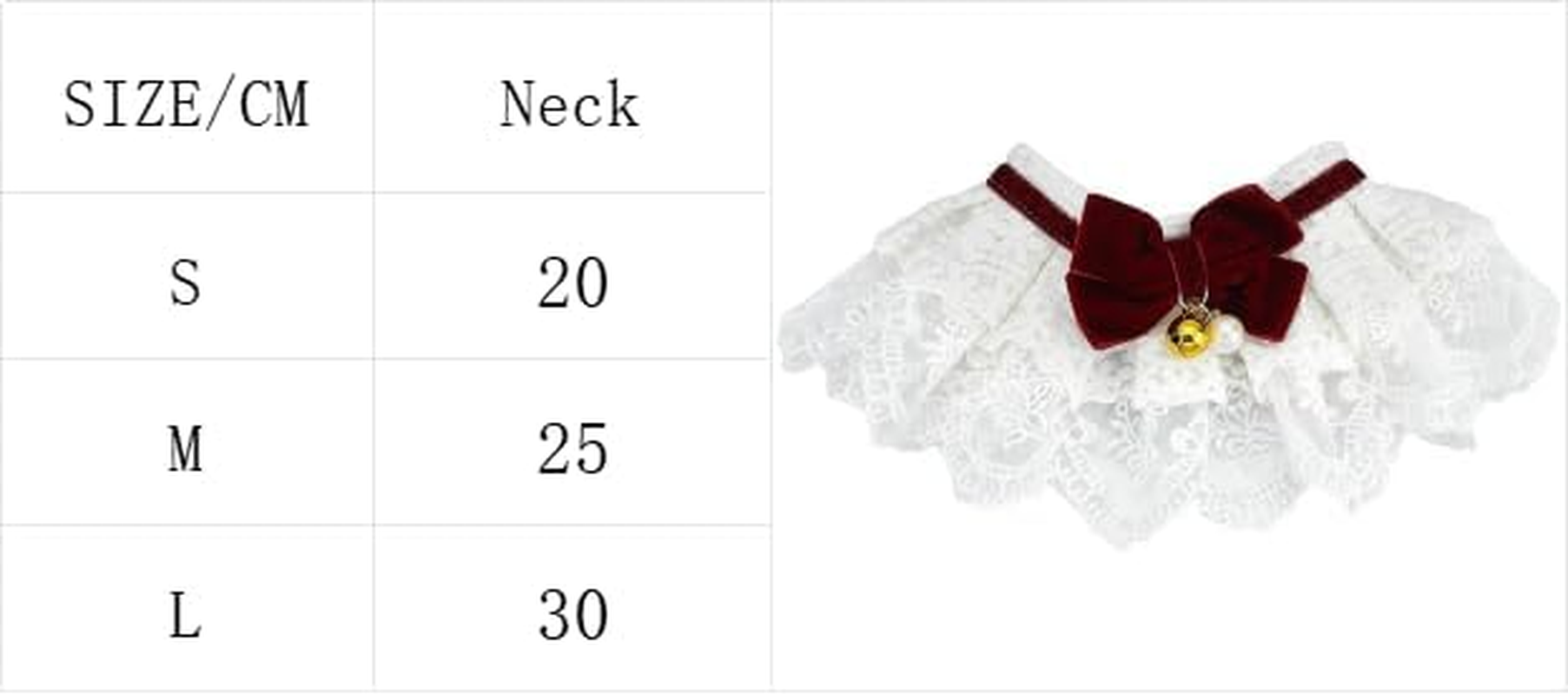 Pet Bib Laces Collar, Adjustable Strap Vintage Bowknot Bibs Collar Cute White Lace Dog Cats Bib Scarf Pet Costume for Cats Dogs Dress up Accessories (Dark Red, L(30Cm)) image number 3