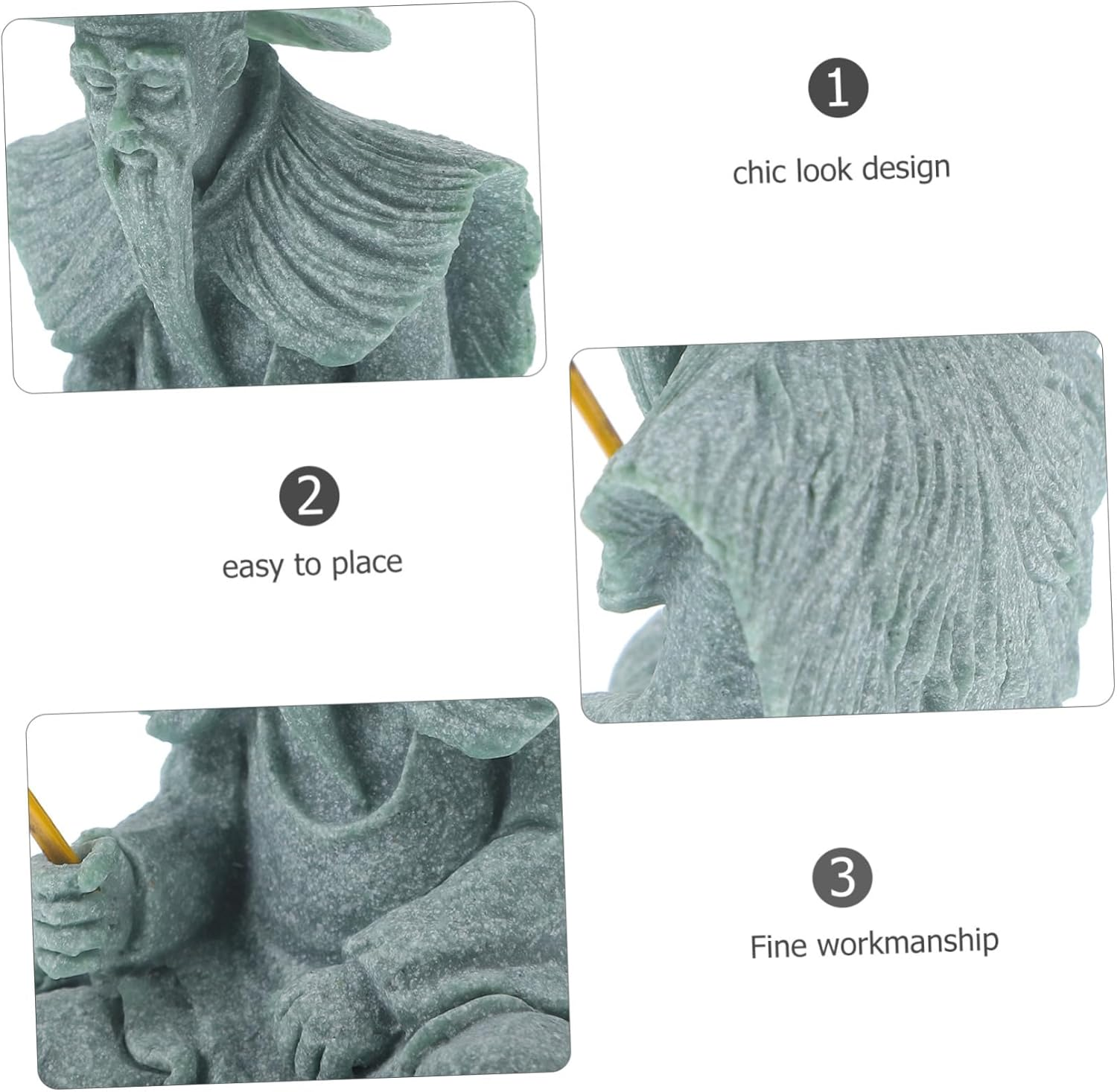 Hohopeti Aquarium Fisherman Statue Miniature Fisherman Figure for Fish Tank Decor Chinese Sitting Fishing Man Micro Landscape Tea PET image number 2