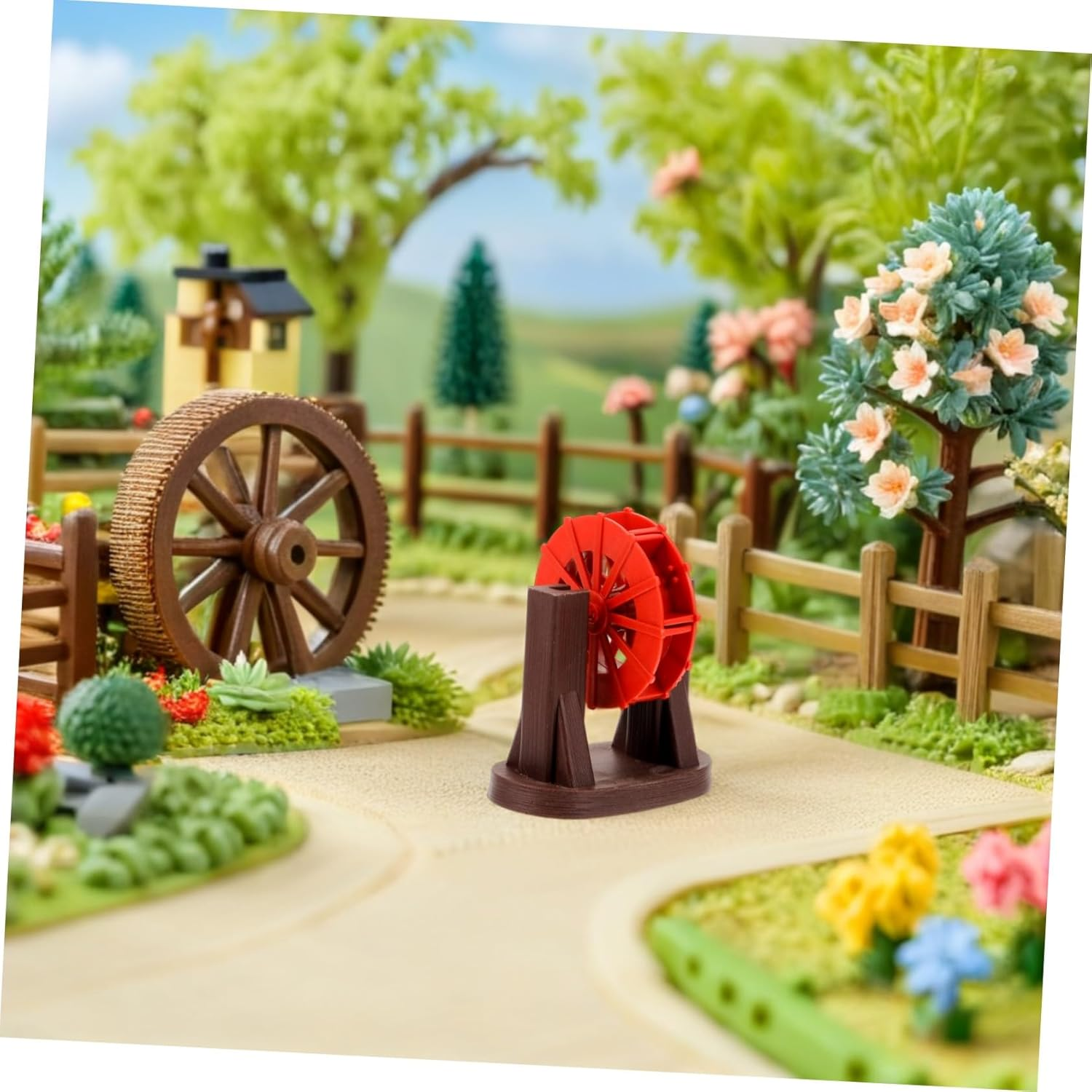 COHEALI 2Pcs Miniature Fish Tank Water Wheel Ornament Red Aquarium Water Mill Model for Zen Garden Fountain Silent Operation Decorative Accessory for Landscaping and Air Quality image number 6