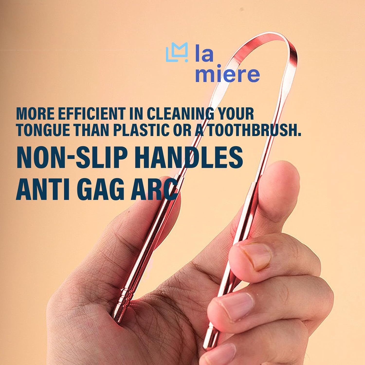 Pure Rose Gold Tongue Scraper for Adults - Oral Care & Hygiene Natural Tongue Cleaner for Fresher Breath - Tongue Scraper with Natural Cotton Bag (2 Piece/Pack) image number 5