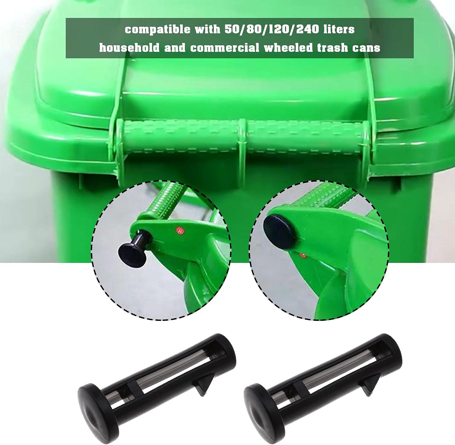 4X Wheelie Bin Lid Hinge Pins 60Mmx15Mm Black Plastic Fit for 120/240 Liter Outdoor Trash Pin Wheelie Trash Bins image number 1