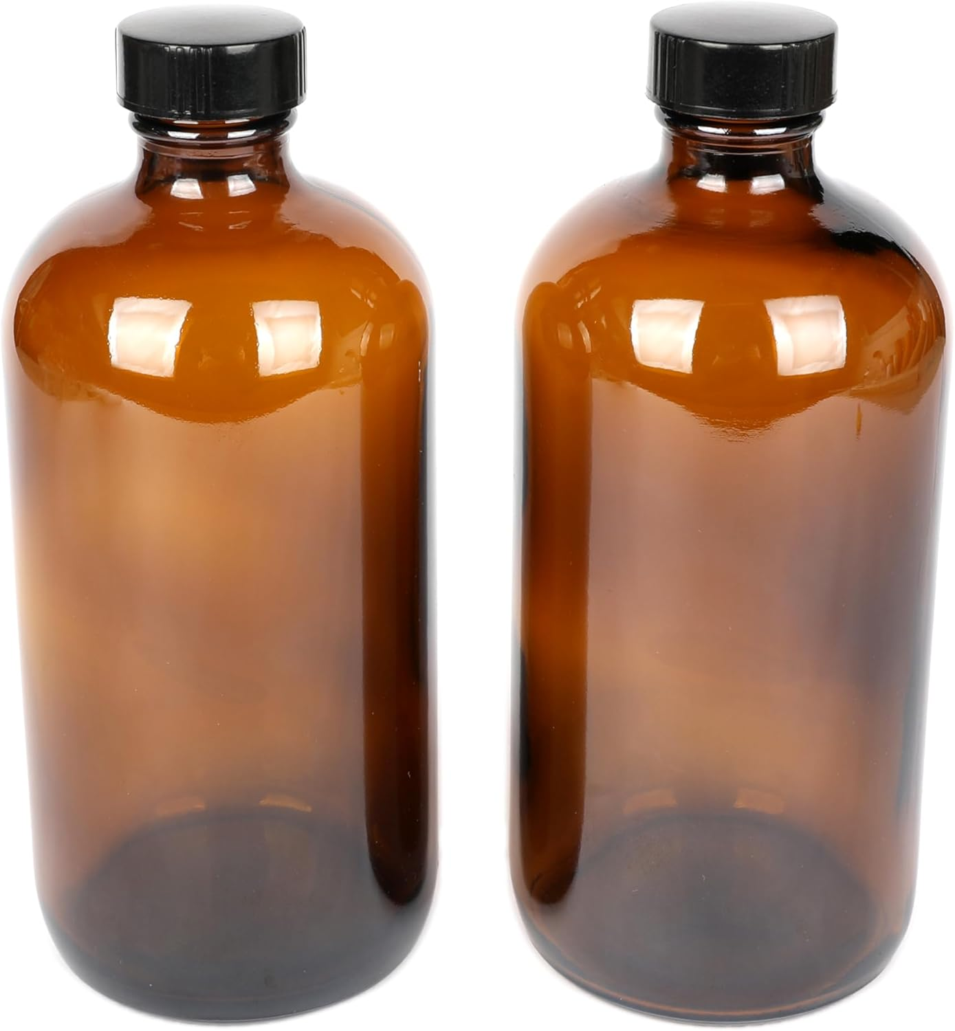 Magic Season Boston round Glass Bottles (Amber / 480 Ml with Caps / 2 Pcs) image number 2