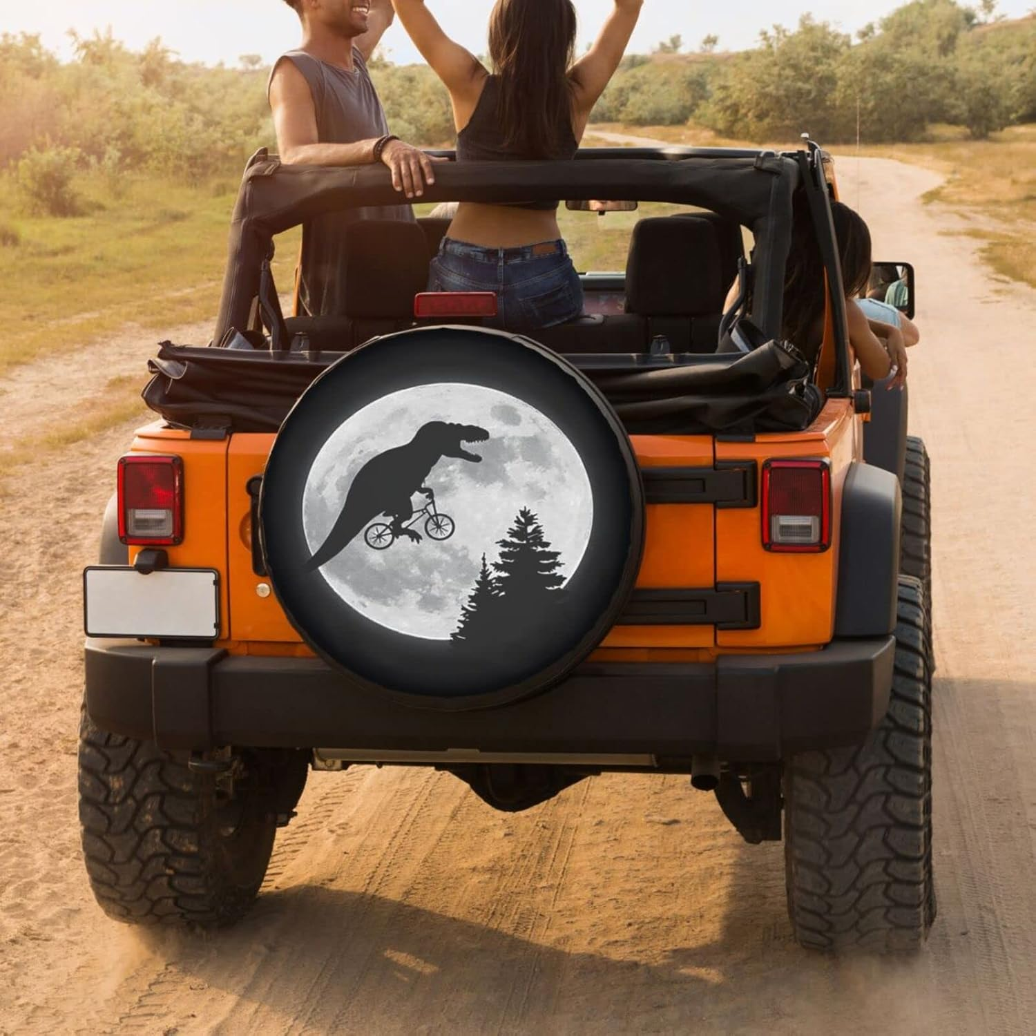 Delerain Dinosaur Spare Tire Covers Waterproof Dust-Proof Spare Wheel Cover Universal Fit for Jeep, Trailer, RV, SUV, Truck and Many Vehicle (17 Inch for Diameter 31"-33") image number 1