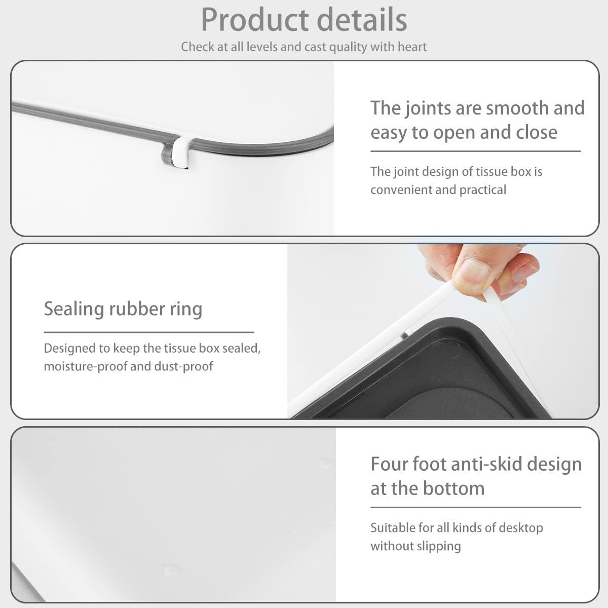 Wipes Dispenser Baby Wipe Holder, Dustproof Refillable Wipe Container Large Capacity Tissues Wipes Case with Moisture Seal Secure Lids Keeps Wipes Fresh for Home Office Bathroom (Gray) - Orange Black image number 7