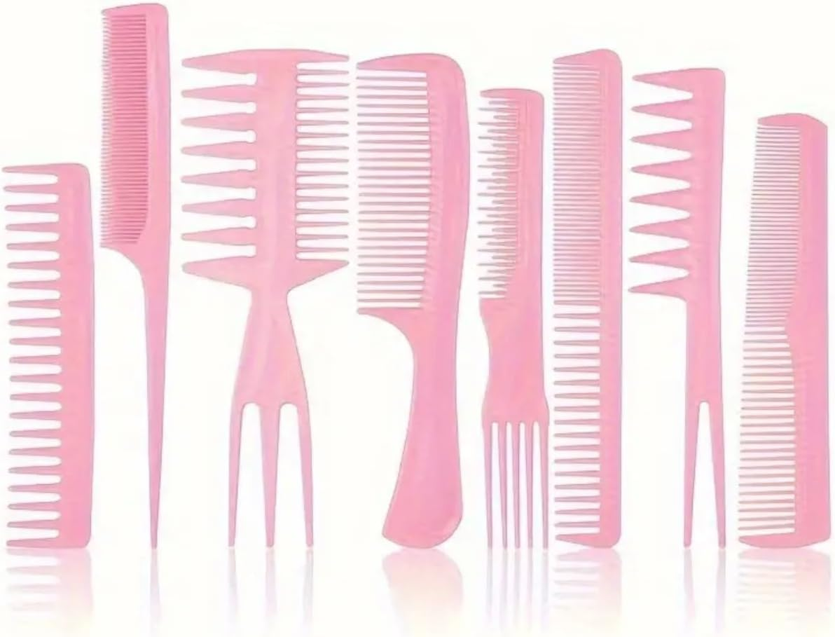 8 Elite HAIR COMB Set -Detangling, Teasing Comb, Edge Hair, Fine Tooth, Afro 3A to 4C, Straight, Curly, Frizzy, Kinky Hair, Wet or Dry image number 2