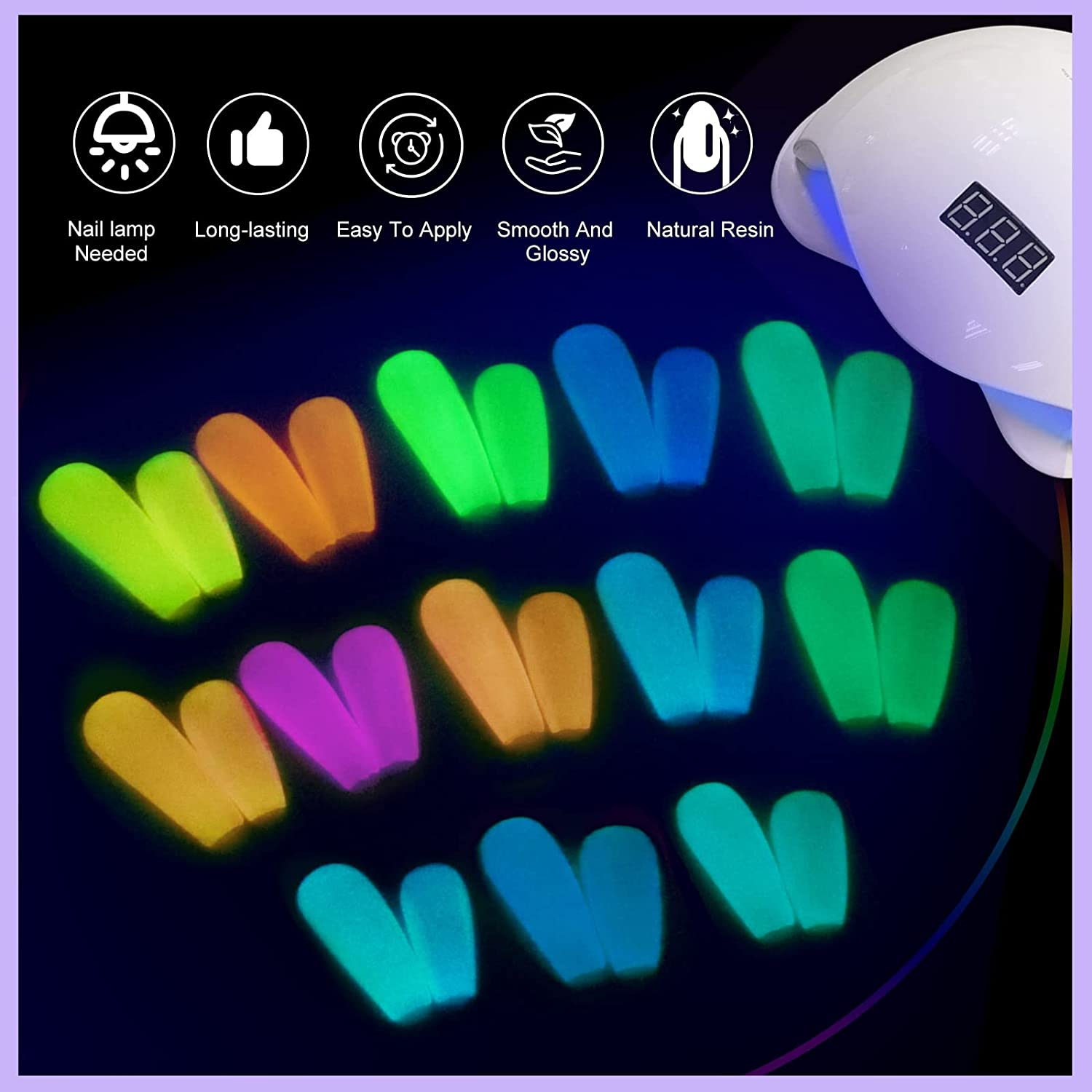 Saviland Glow in the Dark Gel Nail Polish Set - 12 Colors Luminous Neon Nail Gel Polish Set Soak off U V/LED Glow Effect Nail Polish for DIY Nail Art Design image number 1