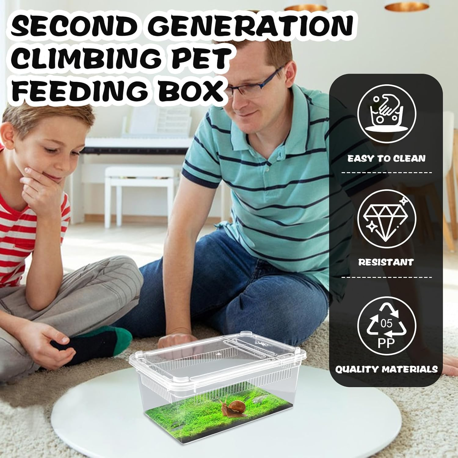 10 PCS Reptile Feeding Box, Isopod Enclosure Plastic Terrarium, Reptile Breeding Box for Bearded Gecko Dragon Lizard Spider Frog, Rreptile Carrier (Clear) image number 6