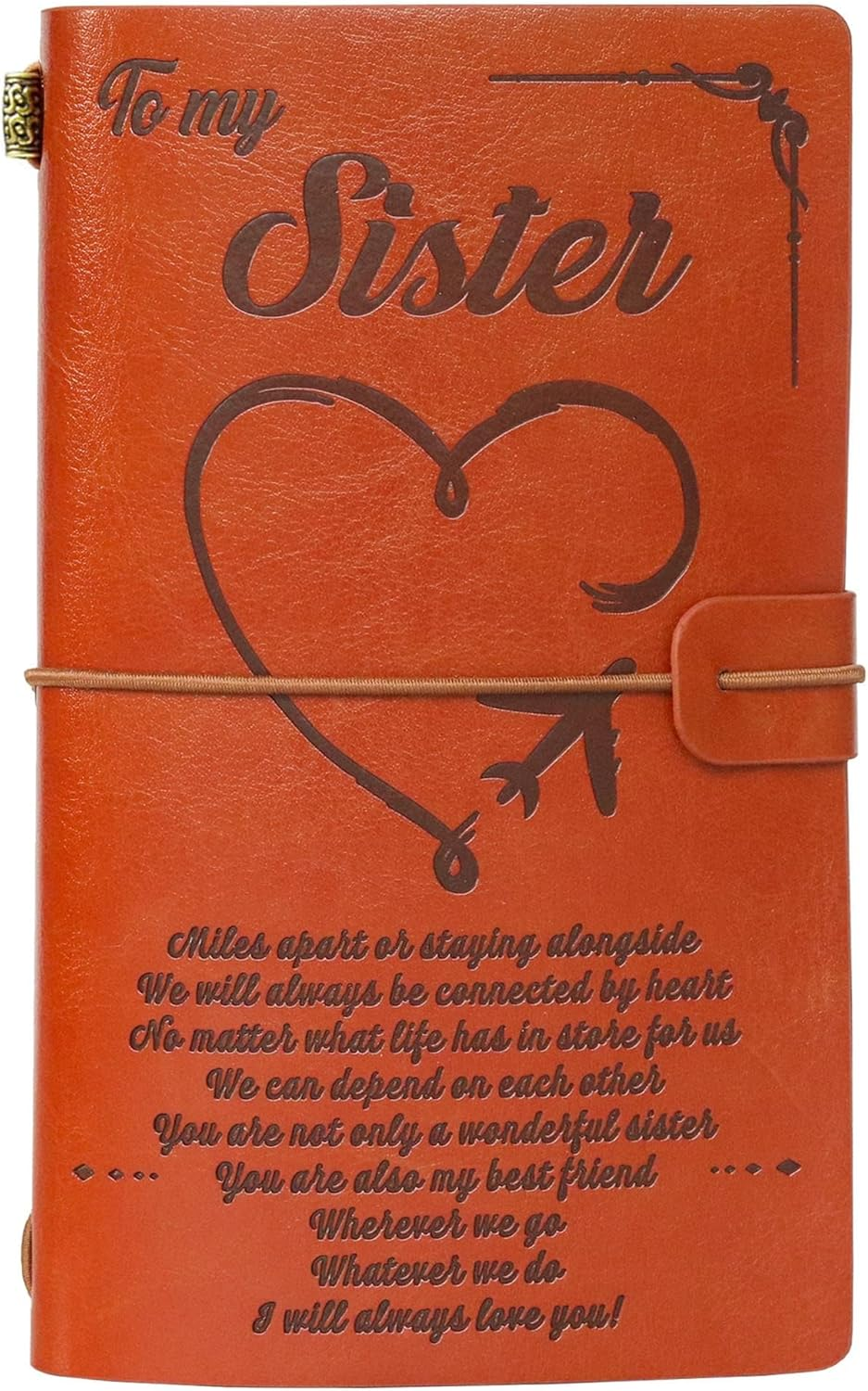 To My Sister Leather Journal I Will Always Love You 140 Page Special Edition Notebook Sister'S Birthday Present for Sister Graduation Back to School Gift Refillable Travel Journal Diary Sketchbook image number 6