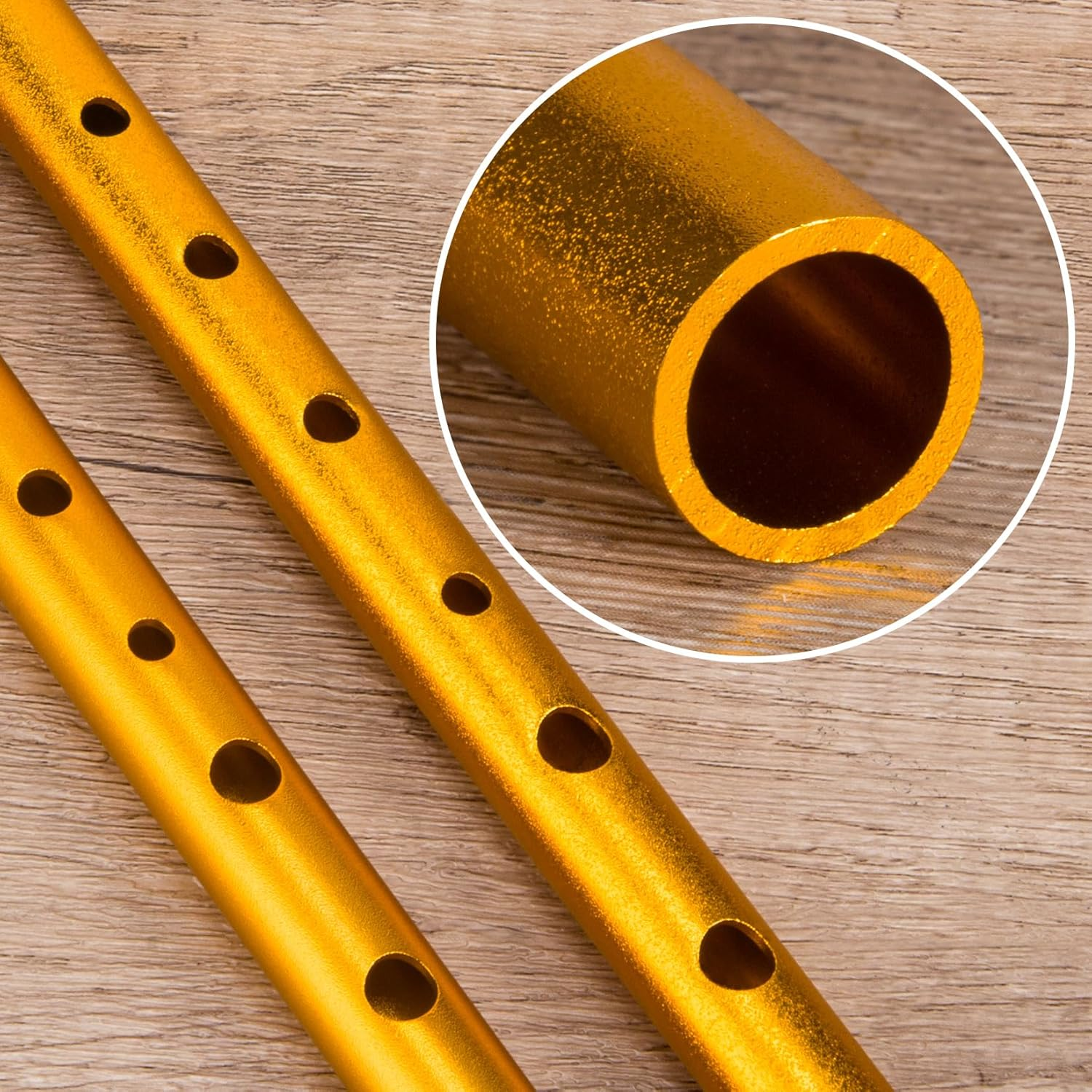 Irish Tin Whistle in Key of C, Traditional Penny Whistle for Adults & Beginners, Ideal for Celtic Folk Music, Brass Clarke Wind Instruments & Low Whistle with Music Book (Gold) image number 3