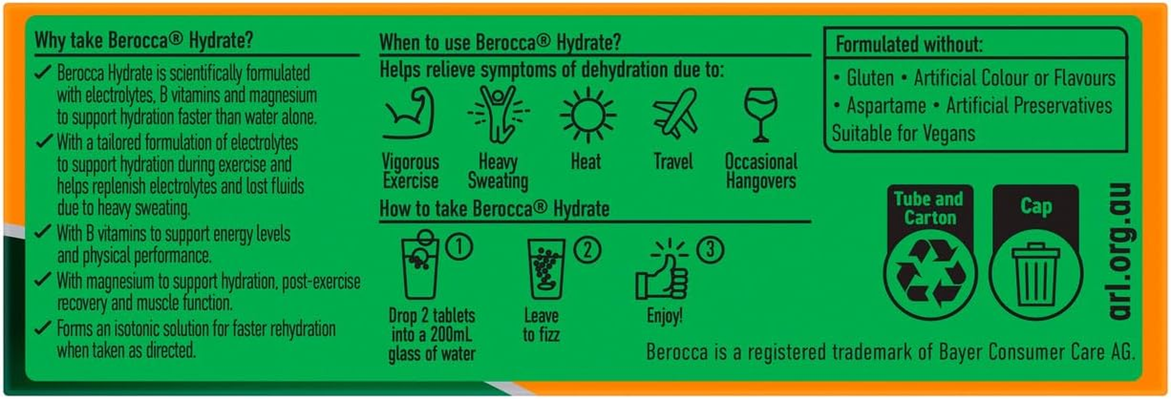 Berocca Hydrate Orange 20 Tablets image number 2