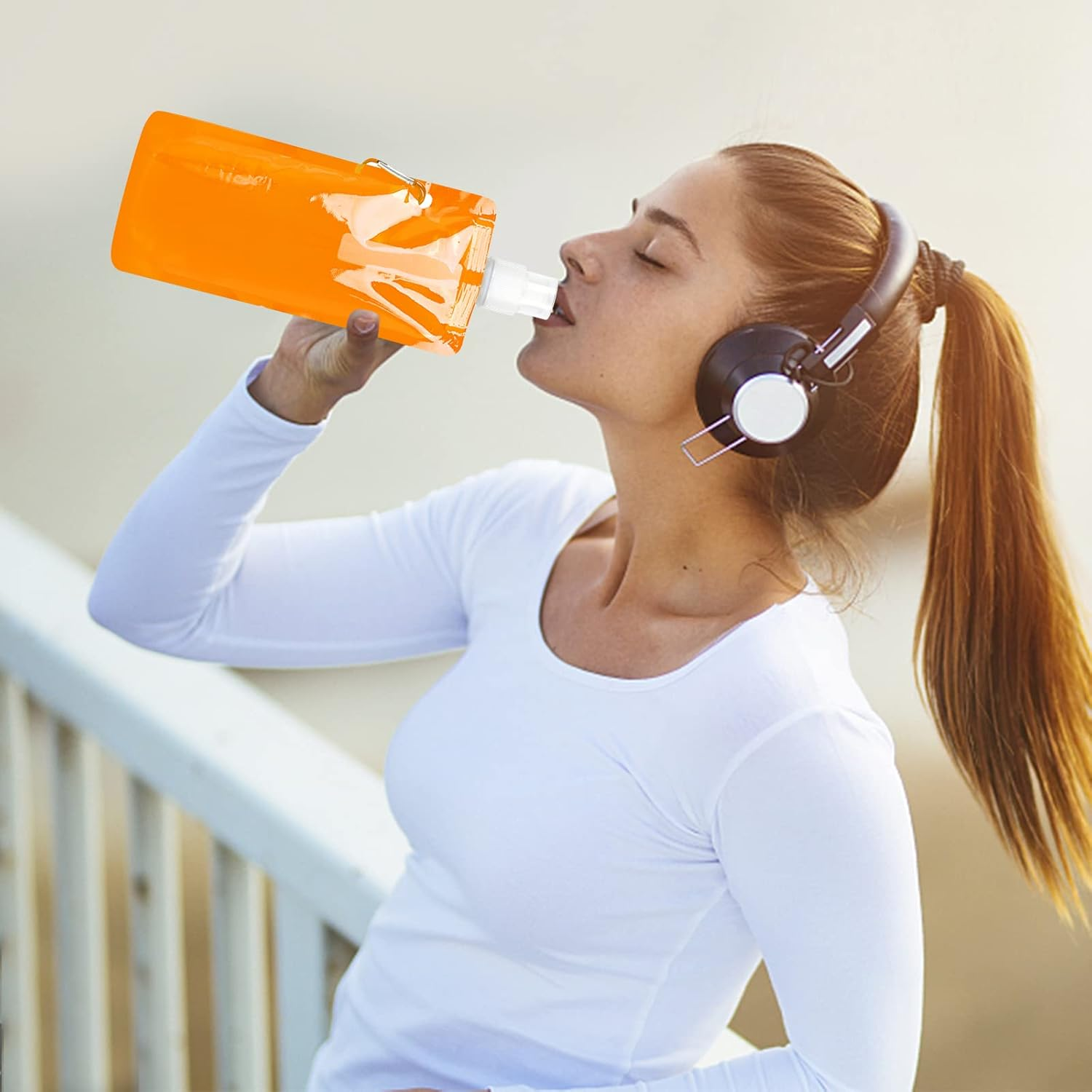 GLAITC Foldable Water Bottle,6 Colors Collapsible Water Bottle Reusable Drinking Water Bottle Plastic Water Bag Reusable Drinking Water Bags with Clip for Outdoor Indoor Sports,Biking,Hiking,Travel image number 2