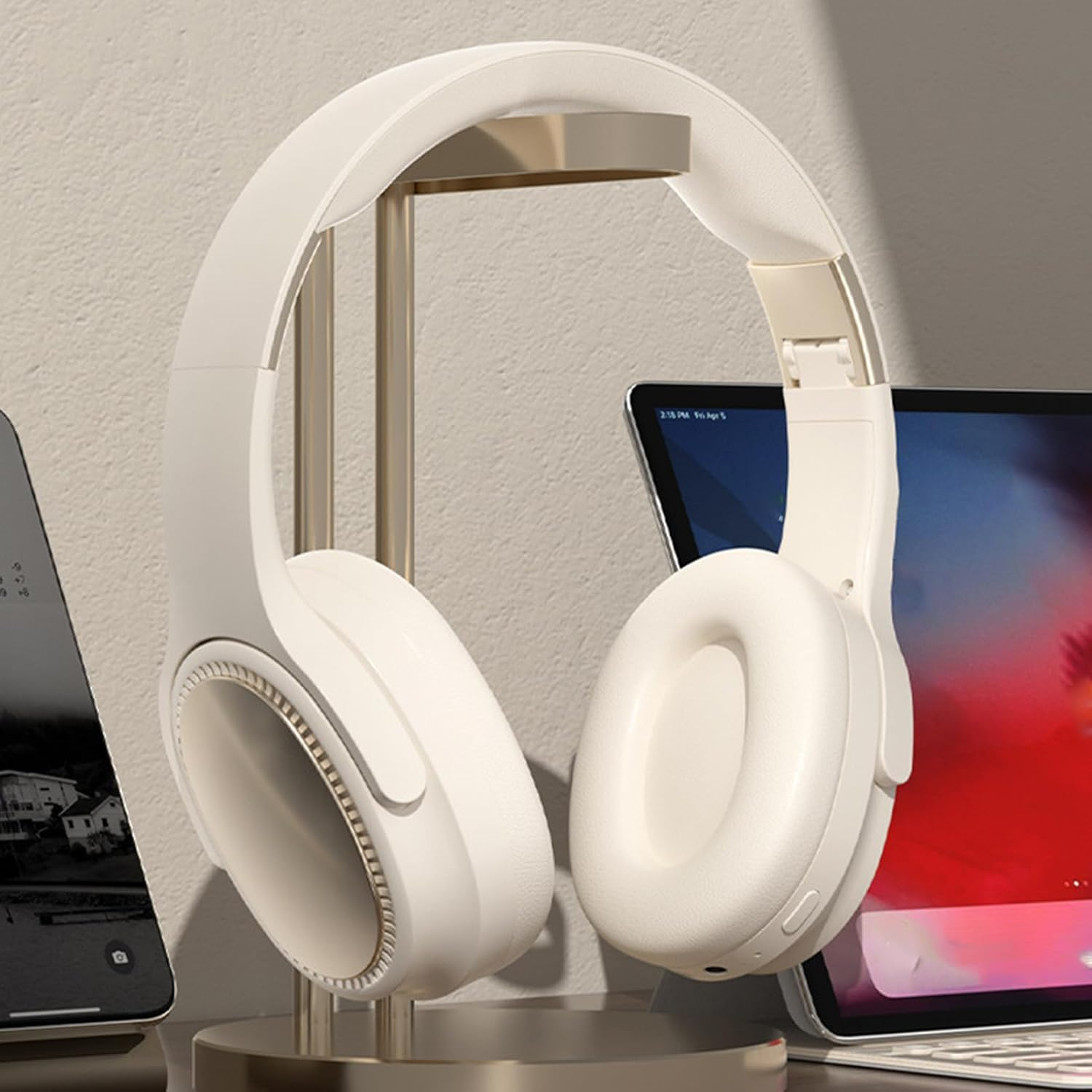 Over Ear Headphones,Comfortable Headphones over Ear | Skin-Friendly Cushions Foldable Headset with Stable Signal for Family Travel Home image number 4