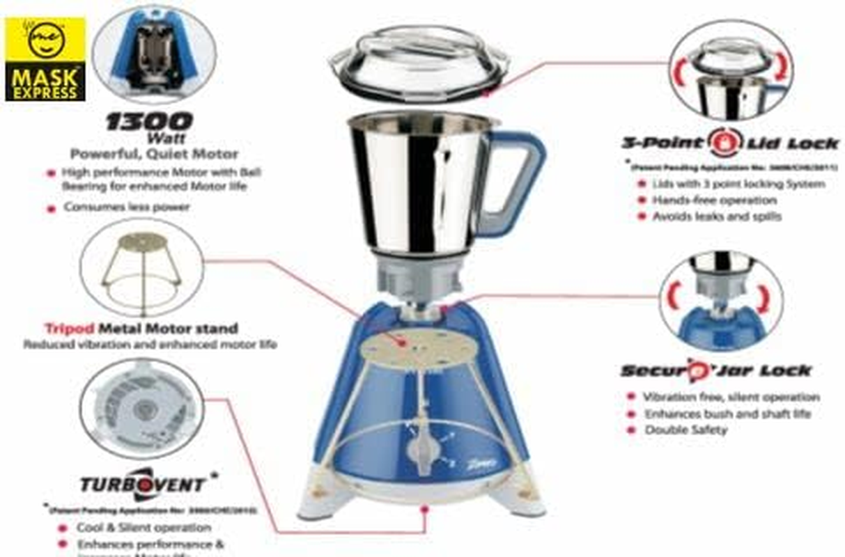 Mask Express Australia - Preethi Xpro Duo MG 198 1300-Watt Mixer Grinder - 2 Jars (For Commercial Use) &ndash; Sydney Based Stock image number 2